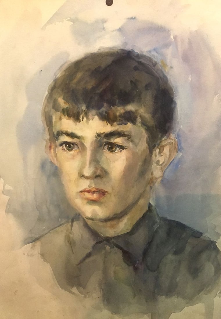 Watercolor painting Portrait of a boy Palazhchenko Irina: Title: Watercolor painting Portrait of a boy Palazhchenko Irina Description: No.662 *** ABOUT THIS PAINTING *** * TITLE: "Portrait of a boy" * ARTISTS: Palazhchenko Irina * SIZE: 55x40 cm/'21.65x15.74