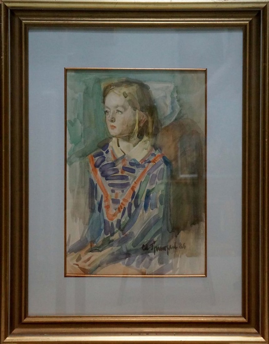 Oil painting Portrait of a girl: Title: Oil painting Portrait of a girl Description: No.Vern 1450 *** ABOUT THIS PAINTING *** * TITLE: "Portrait of a girl" * ARTISTS: Grigoryev Sergey Alekseevich * SIZE: 42x28 cm/'16.53x11.02