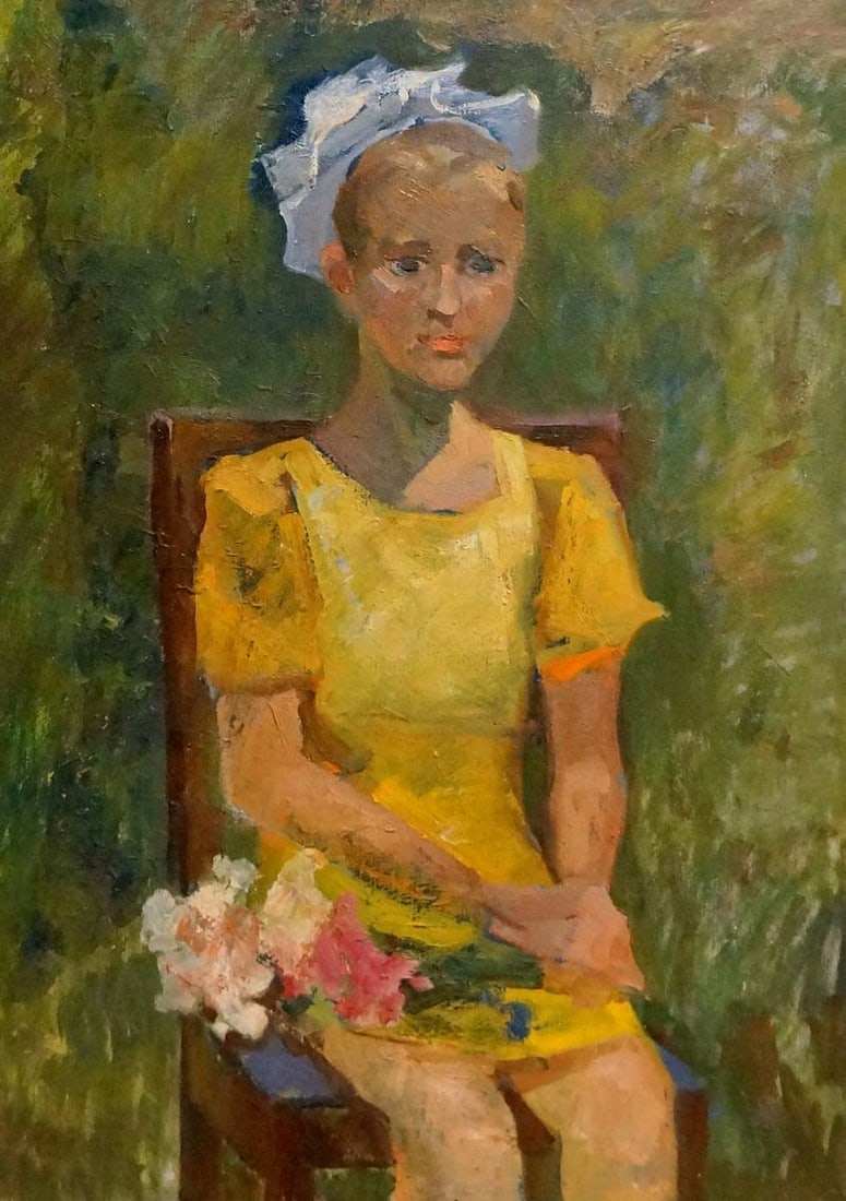 Oil painting Portrait of daughter Zhabinsky Leonid Andreevich: Title: Oil painting Portrait of daughter Zhabinsky Leonid Andreevich Description: No.Vern 566 *** ABOUT THIS PAINTING *** * TITLE: "Portrait of daughter" * ARTISTS: Zhabinsky Leonid Andreevich *