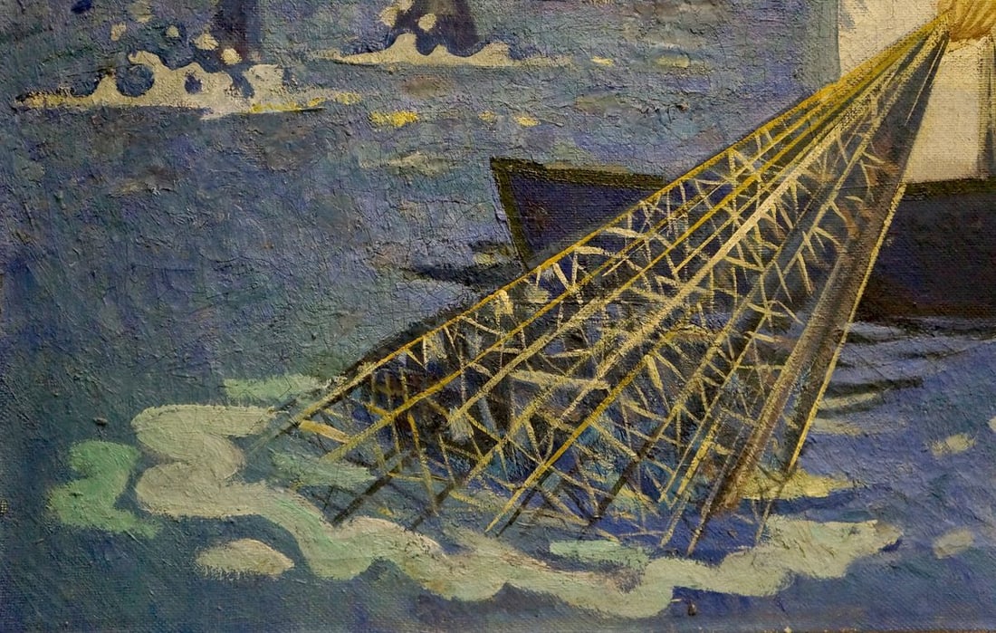 Oil painting Grandfather fishing Vasily Sergeevich Ryabchenko - 2