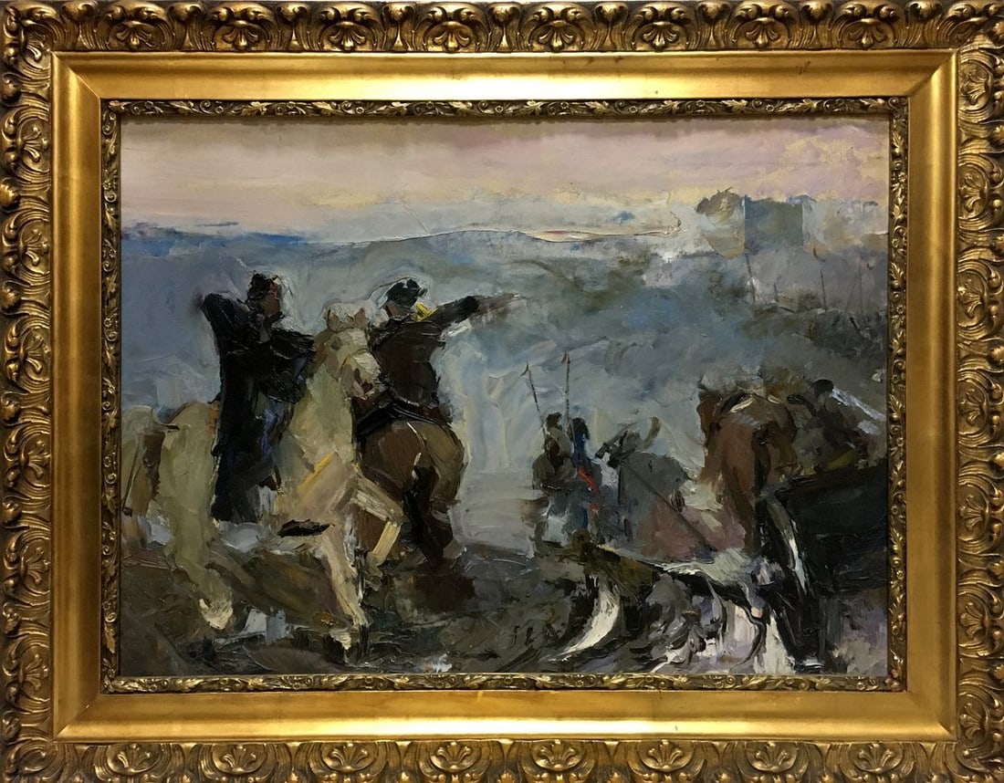 Oil painting Cossacks Plamenitsky Anatoly Alexandrovich: Title: Oil painting Cossacks Plamenitsky Anatoly Alexandrovich Description: No.Vern 827 *** ABOUT THIS PAINTING *** * TITLE: "Cossacks" * ARTISTS: Plamenitsky Anatoly Alexandrovich * SIZE: 55x66