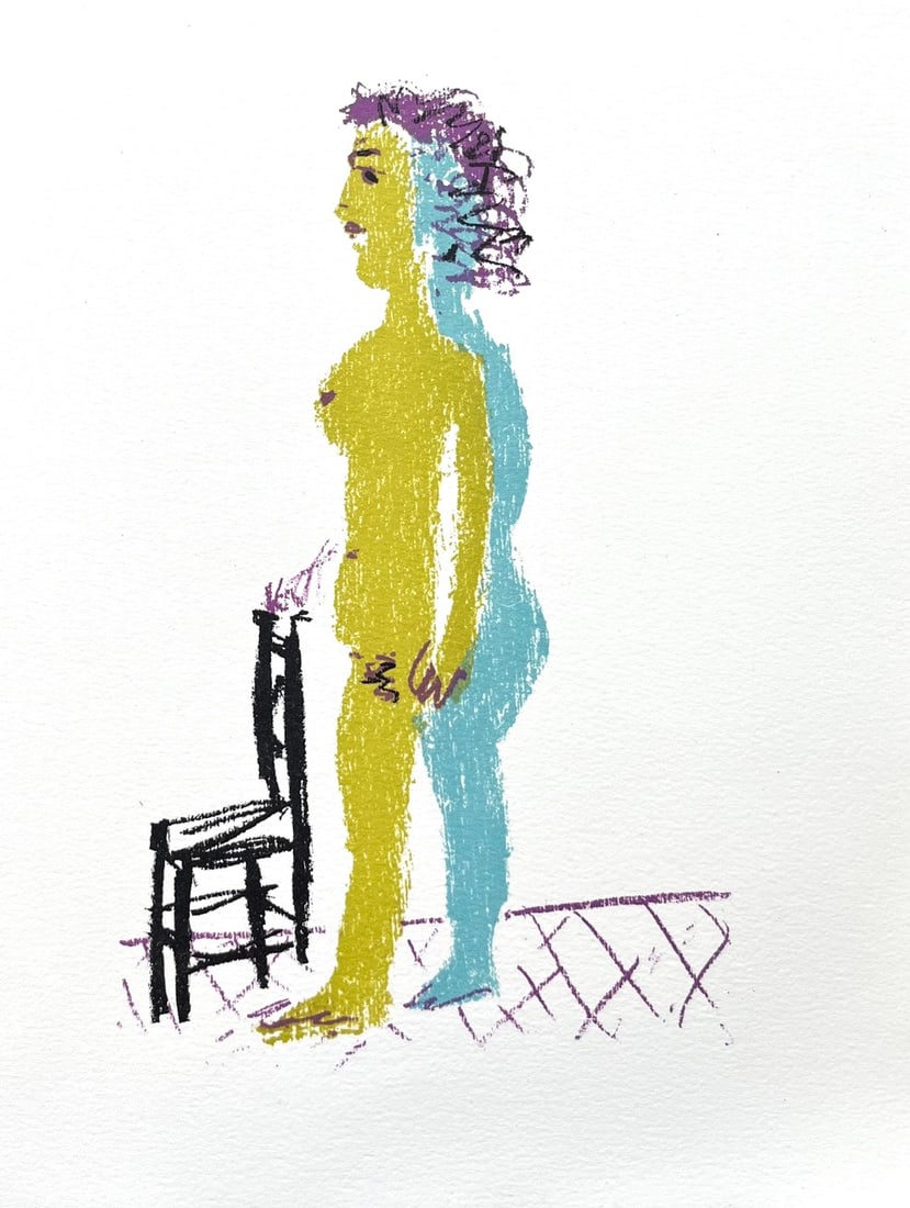 Picasso Lithograph 10 A Mme la Pierre 1982: Title: Picasso Lithograph 10 A Mme la Pierre 1982 Description: Title: Cahier 10 Artist: Pablo Picasso Country: Spain Medium: Lithograph Marks:? Cahier 10 is four pages of letters and drawings by