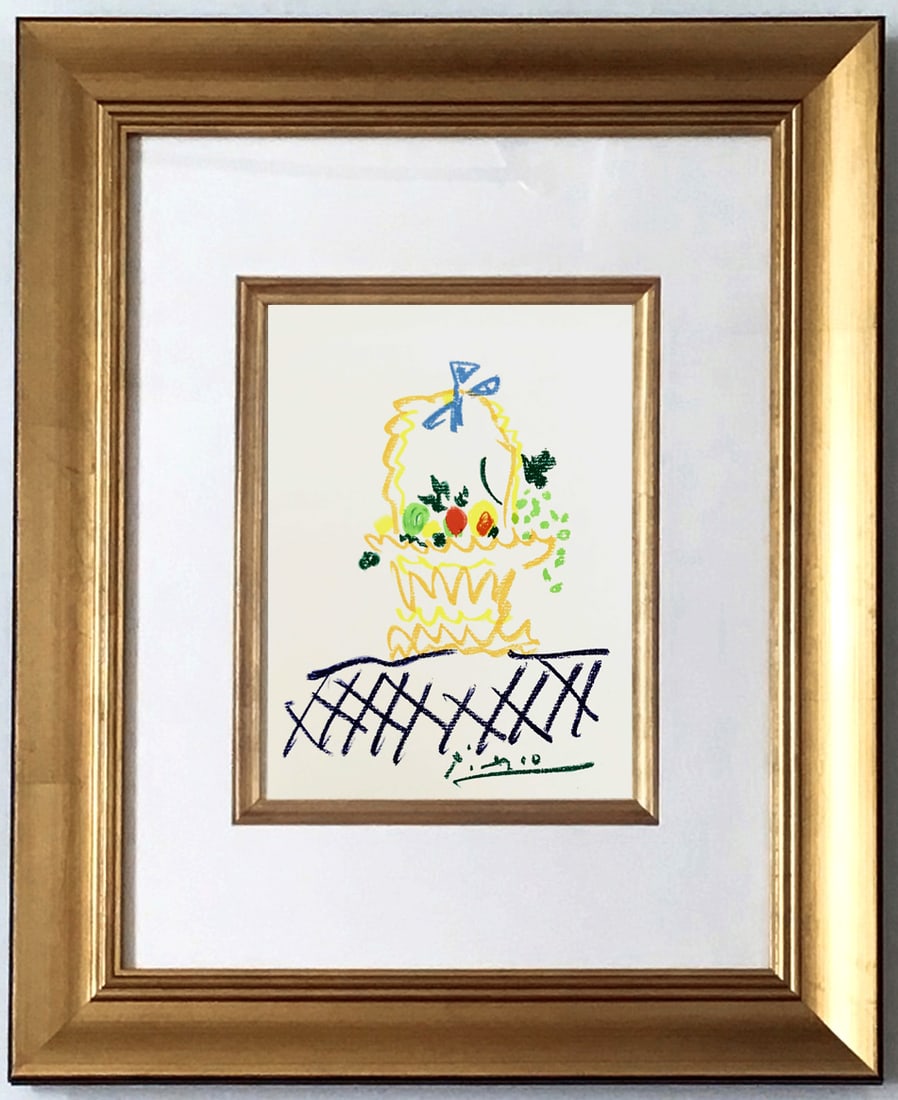 Pablo Picasso Framed Floral watch Lithograph 63,1968: Title: Pablo Picasso Framed Floral watch Lithograph 63,1968 Description: Title: Floral watch Artist: Pablo Picasso Country: Spain Medium: Lithograph 63 Marks: Signed in plate, not numbered Paper Size: