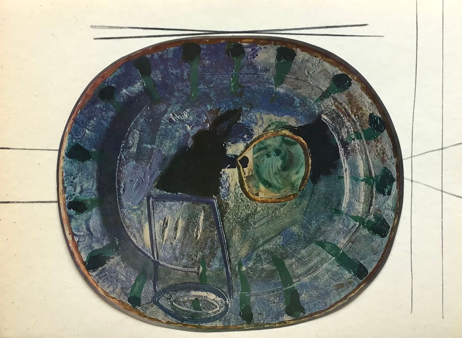 1950 Pablo Picasso Ceramics by Picasso 15: Title: 1950 Pablo Picasso Ceramics by Picasso 15 Description: Country: Spain Title: Ceramics by Picasso 1 Medium: Offset Lithograph Marks: Not signed, not numbered Paper size: Vellum paper 15 x 11 inc