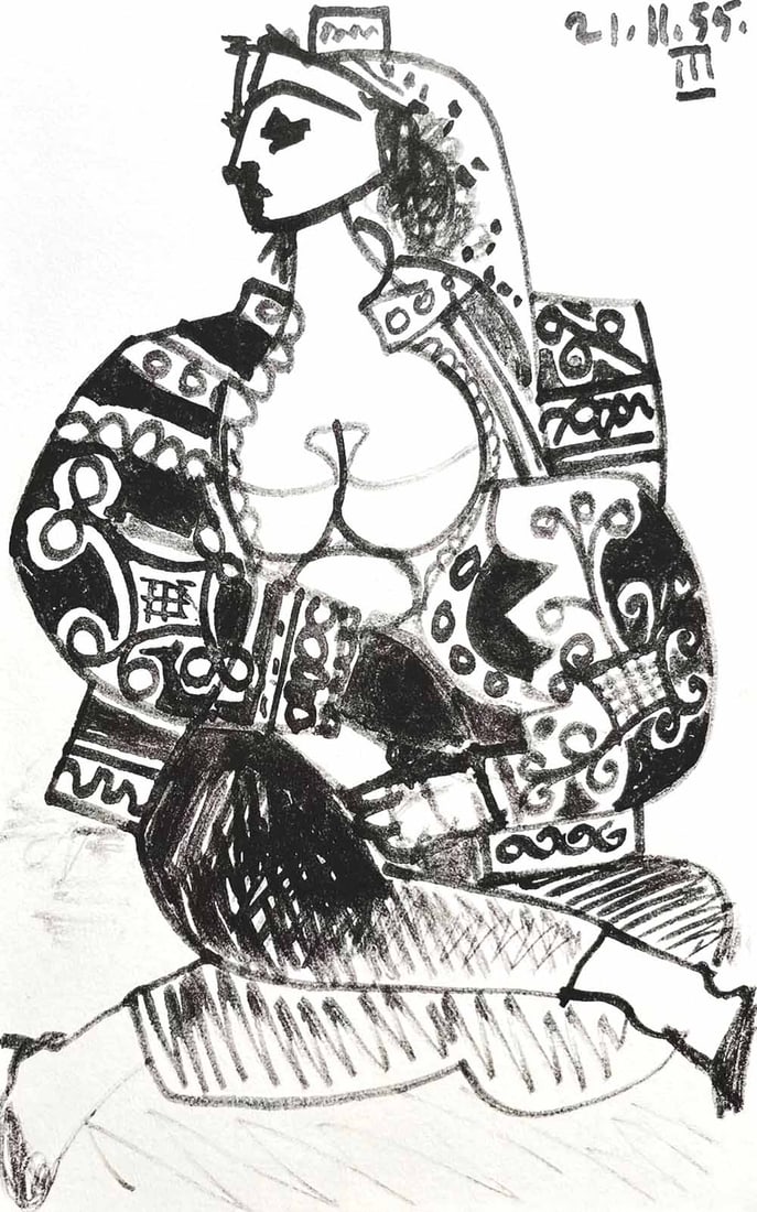 Picasso Sketchbook Carnet de la Californie 3 dated 21/11/1955: Title: Picasso Sketchbook Carnet de la Californie 3 dated 21/11/1955 Description: Title: Sketchbook 3 dated 21/11/1955 Artist: Pablo Picasso Country: Spain Medium: Offset print Marks: Numbered &