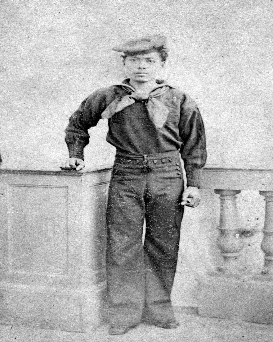 1860, CHARLES BATTIES, AFRICAN AMERICAN CIVIL WAR SAILOR: Title: 1860, CHARLES BATTIES, AFRICAN AMERICAN CIVIL WAR SAILOR Artist/Source: UNKNOWN Original Date: 1860 Dimensions: 10X8 Description: || UNITED STATES SHIPPING ONLY! || This lot is a Dye Based Phot