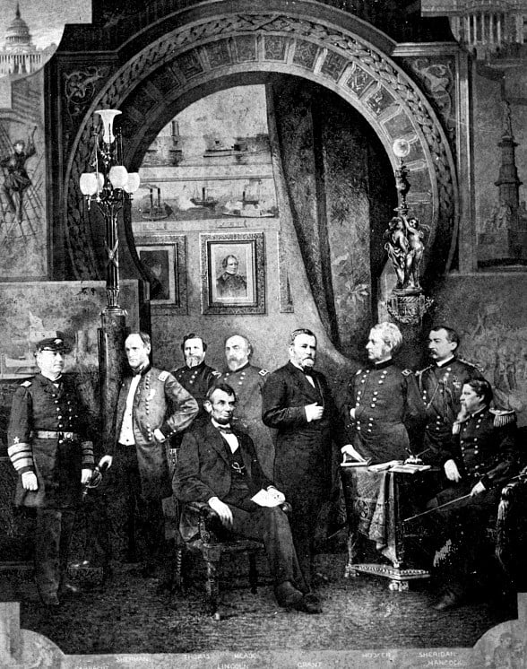 1884, Union commanders With compliments of the Travelers Insurance Company (After illustration), The: Title: 1884, Union commanders With compliments of the Travelers Insurance Company (After illustration), The Notman Photo Co Artist/Source: SEE TITLE Dimensions: 8X10 Description: || UNITED STATES SHIP