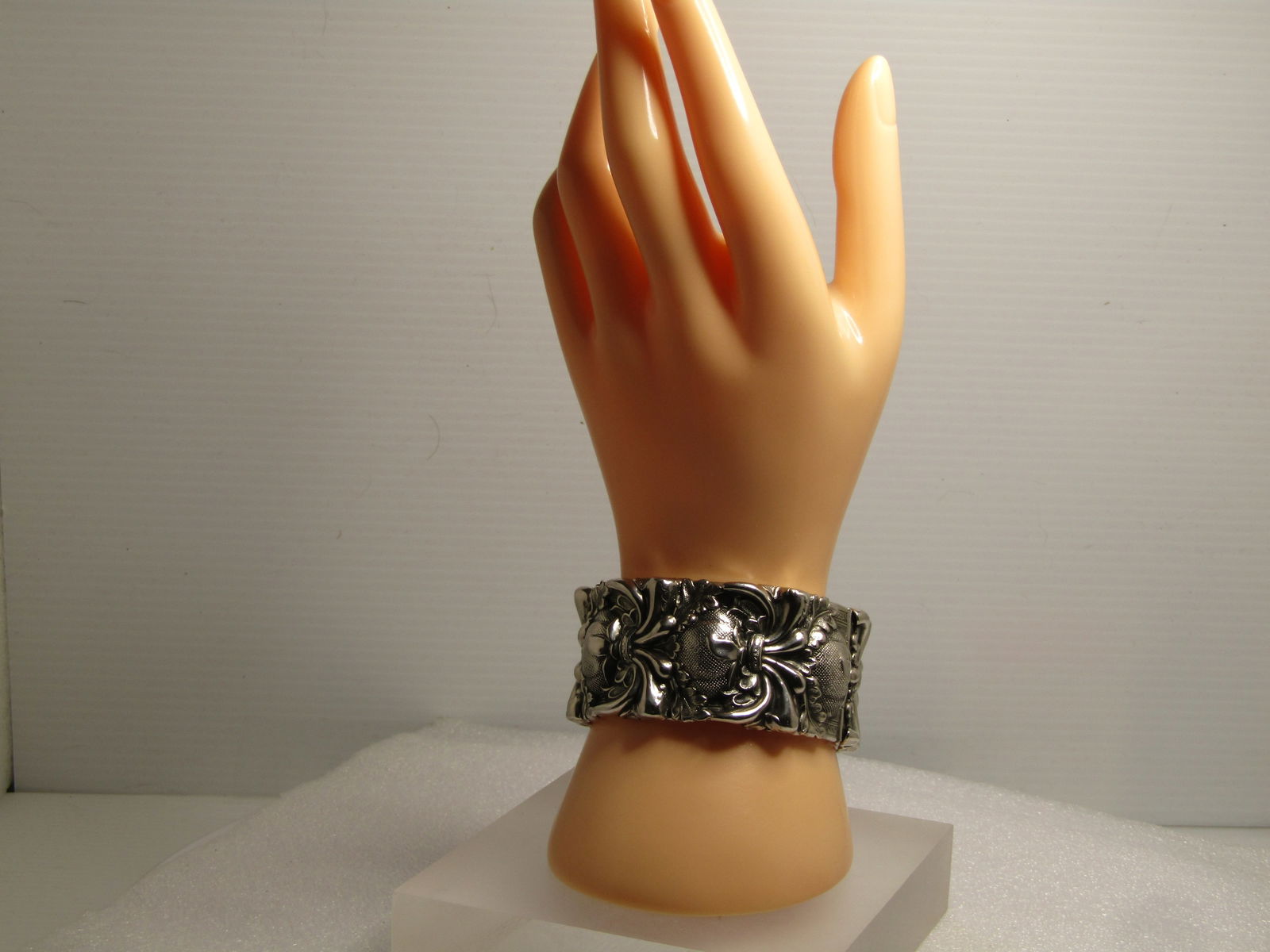 Vintage Wide Raised Hinged Bracelet, Hollywood Regency Style, Whiting & Davis, 1950's, 6.5" - 6