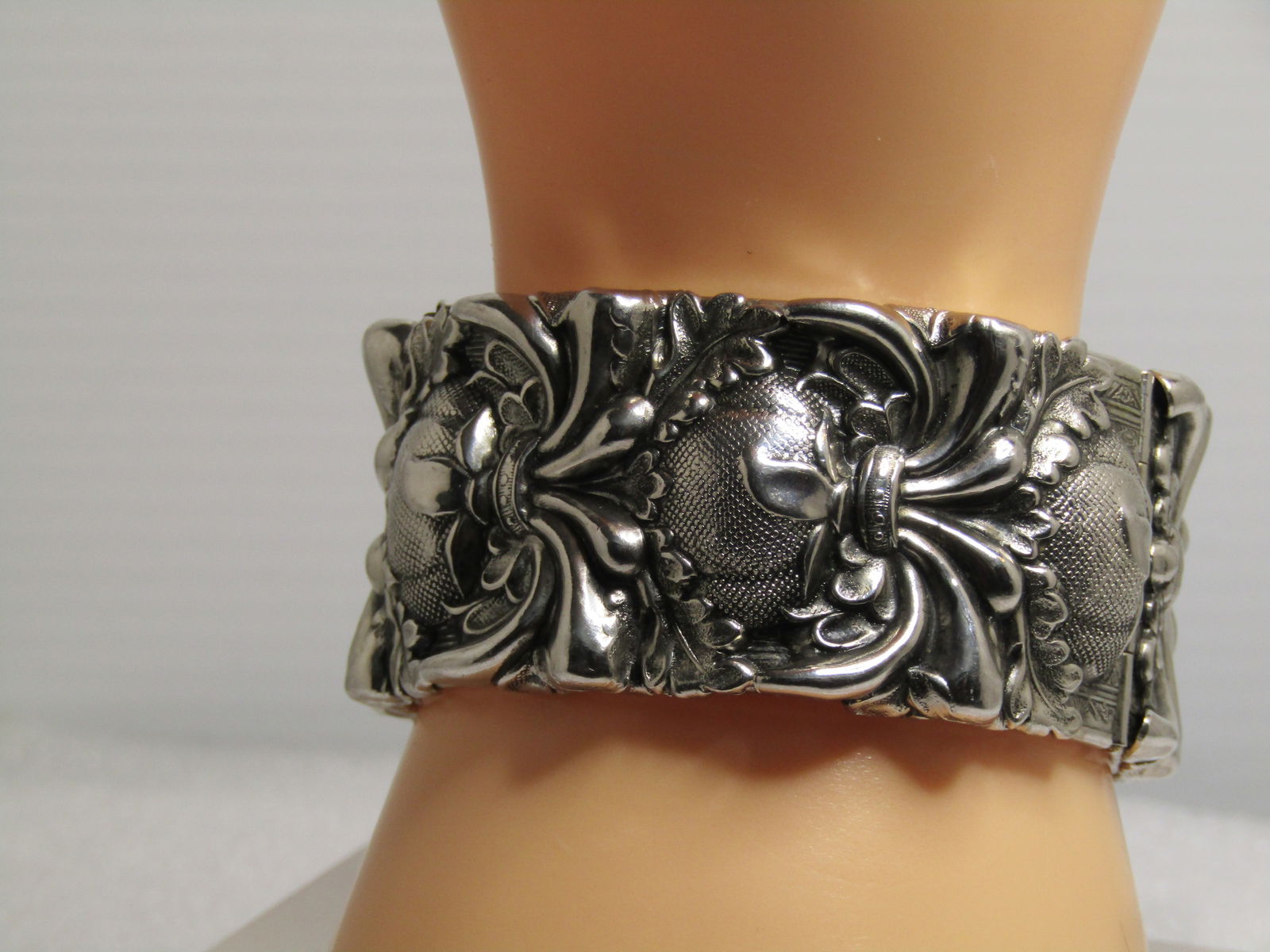 Vintage Wide Raised Hinged Bracelet, Hollywood Regency Style, Whiting & Davis, 1950's, 6.5" - 7