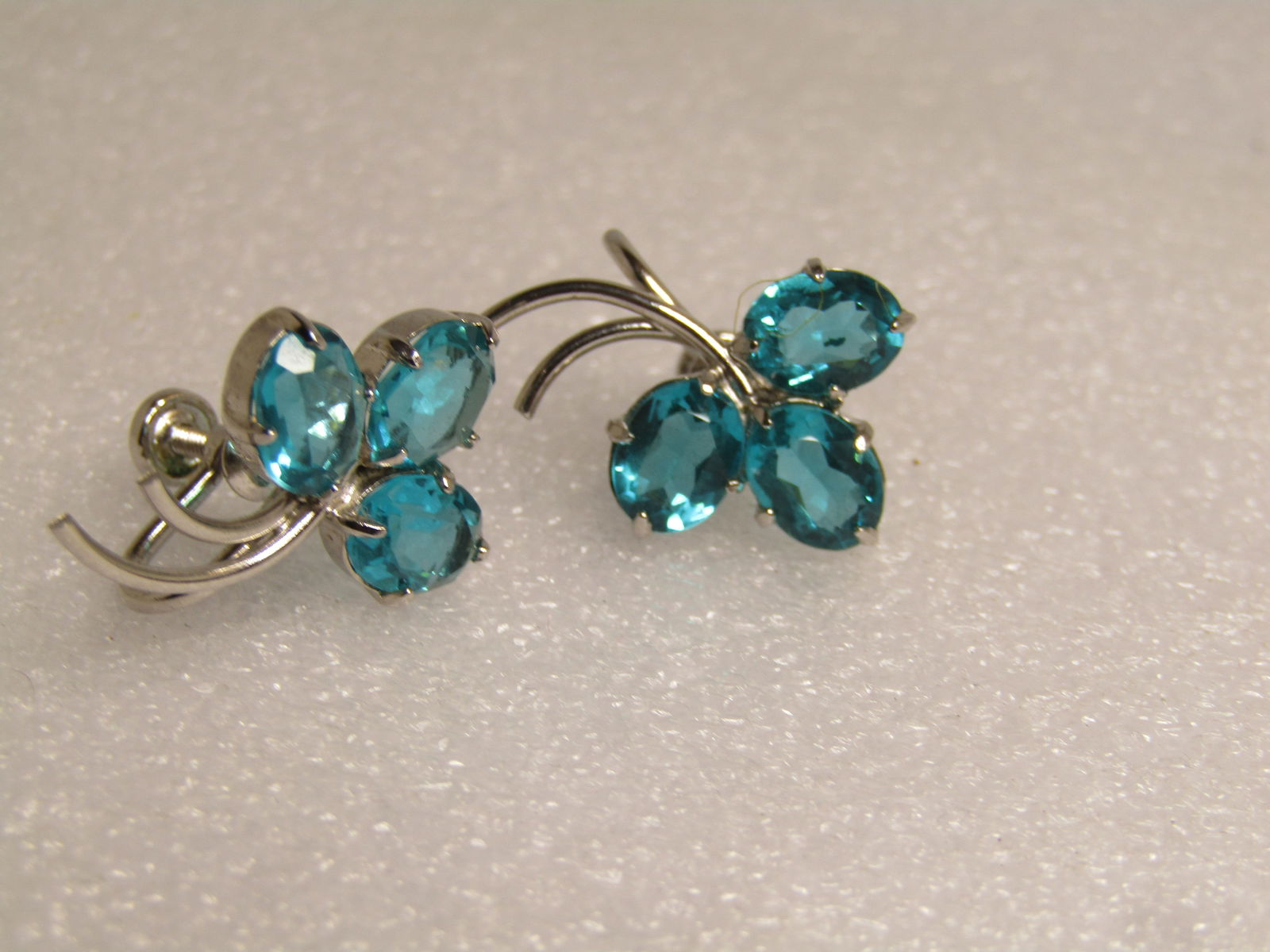 Sterling Rhinestone Floral Earrings, Signed G.M.S. 1960's & After - 2