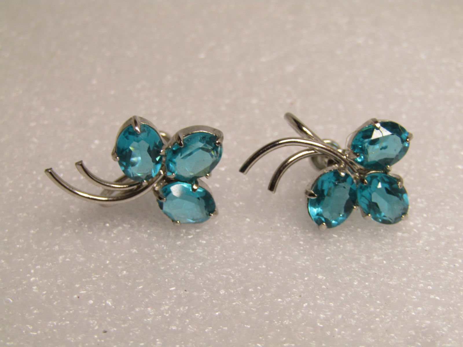 Sterling Rhinestone Floral Earrings, Signed G.M.S. 1960's & After - 3