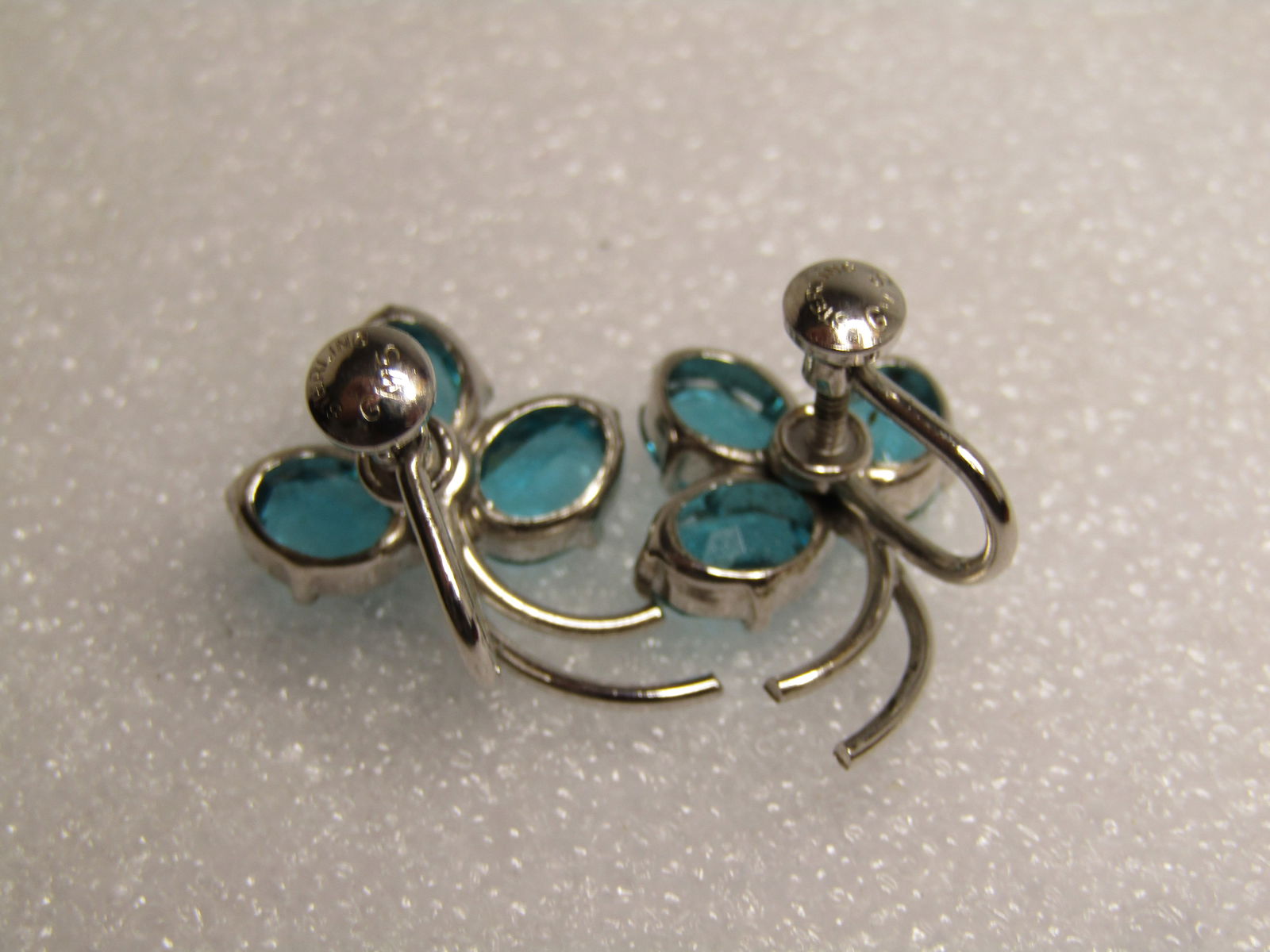 Sterling Rhinestone Floral Earrings, Signed G.M.S. 1960's & After - 5