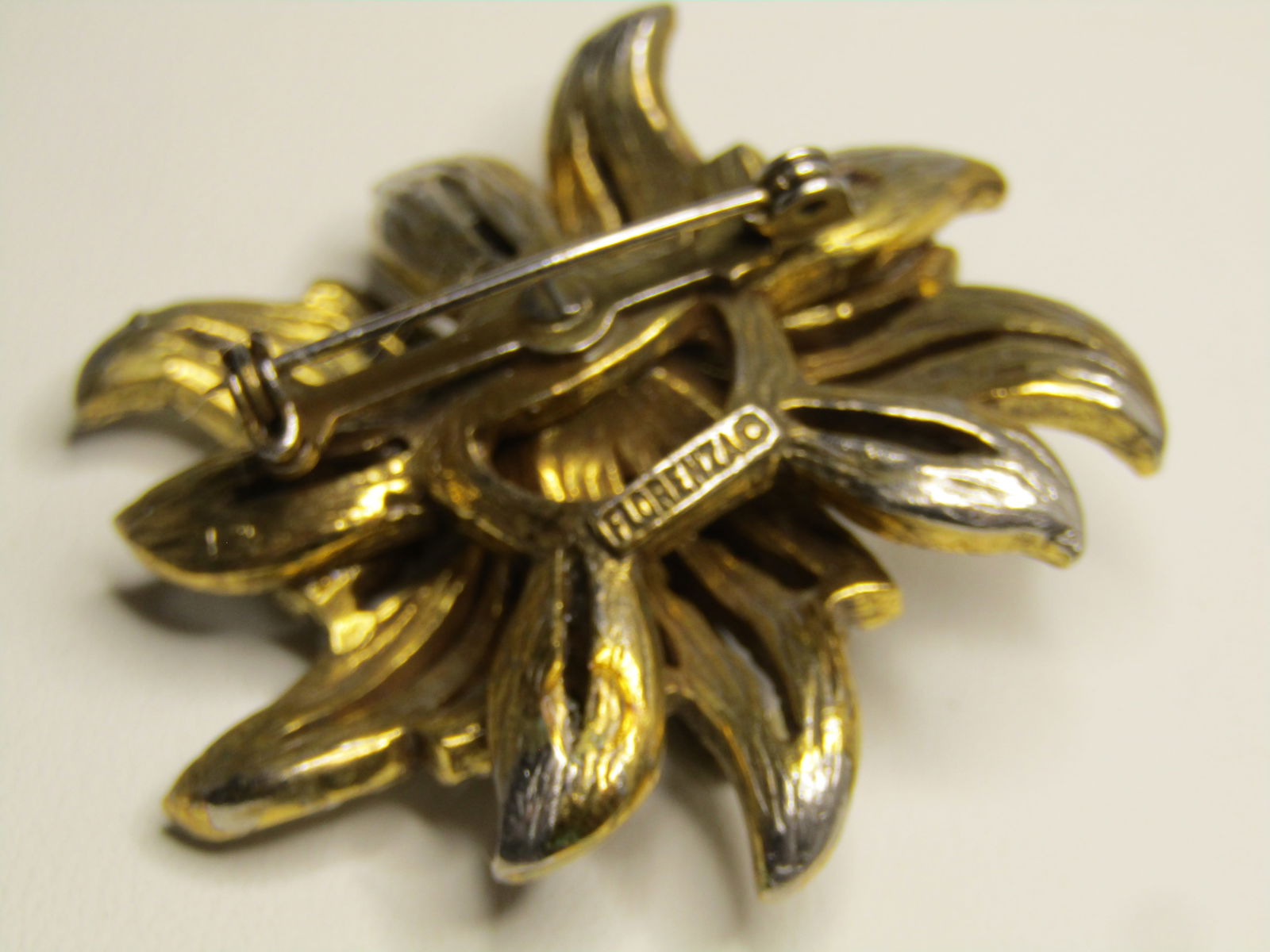 Vintage Floral Faux Pearl Turquoise Brooch, Florenza, 1950's - 4