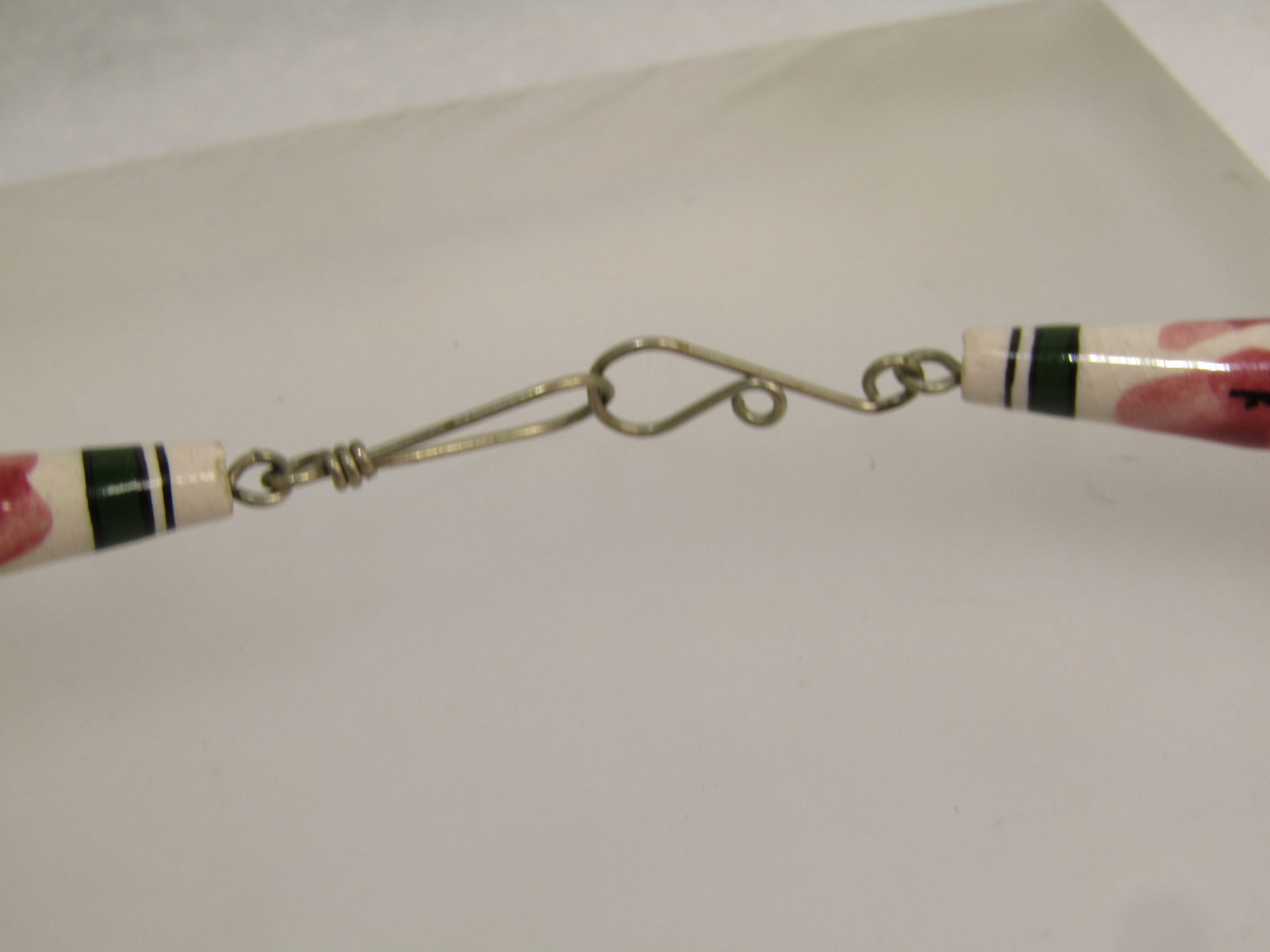 Vintage Ceramic Scenic & Corn Beaded Necklace, 22", Hook Clasp, 1970's - 5