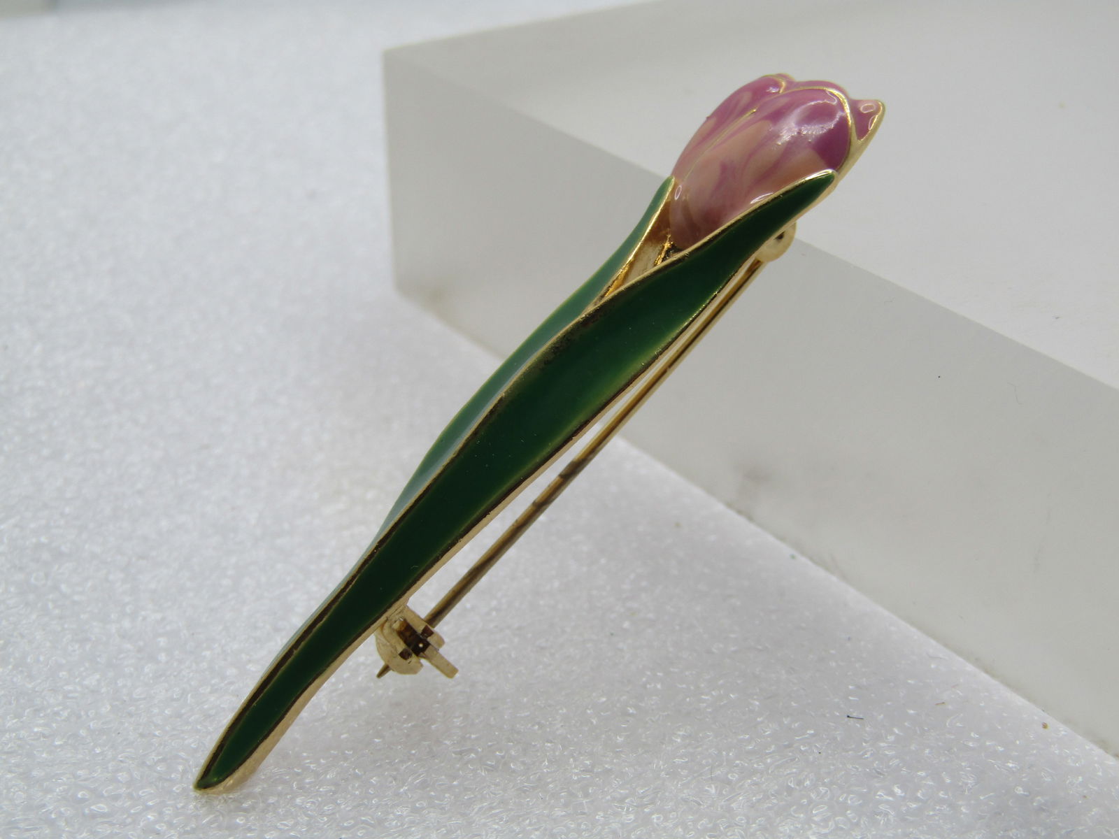 Vintage Tall Enameled Tulip Brooch, 1960's-1970's - 2