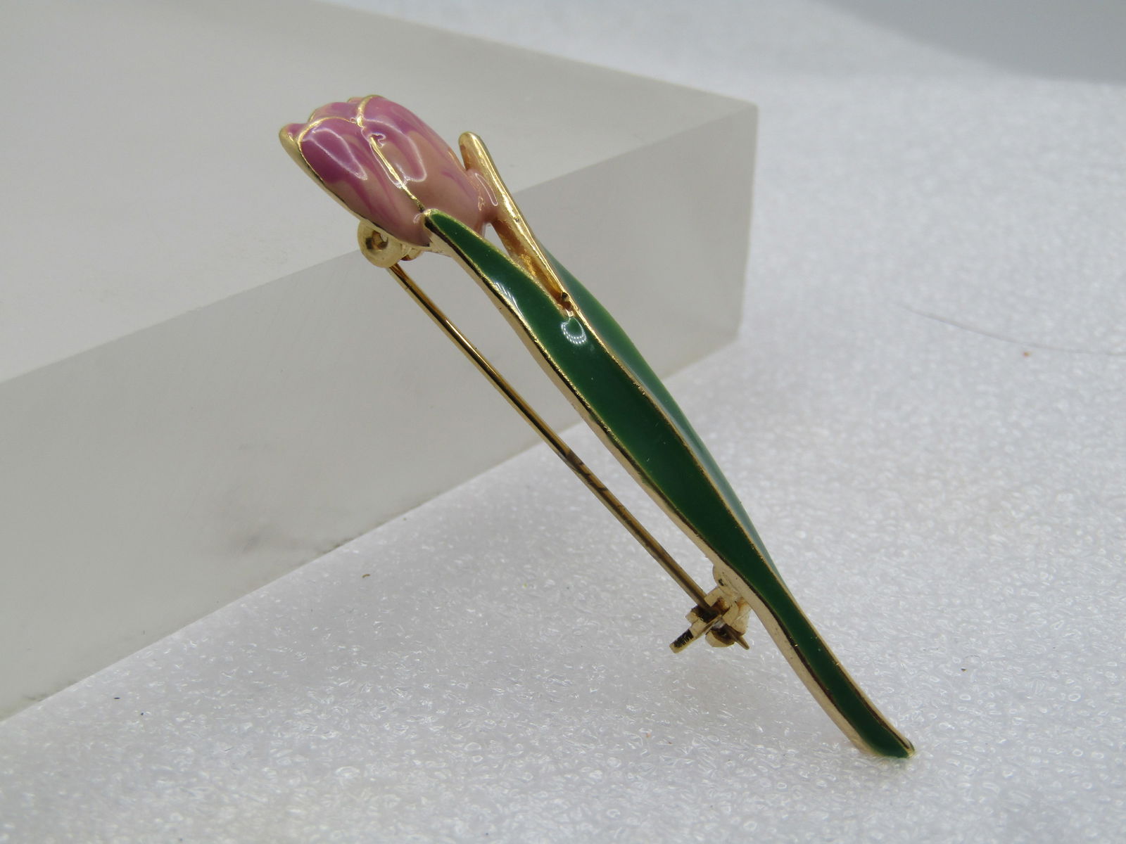 Vintage Tall Enameled Tulip Brooch, 1960's-1970's - 3
