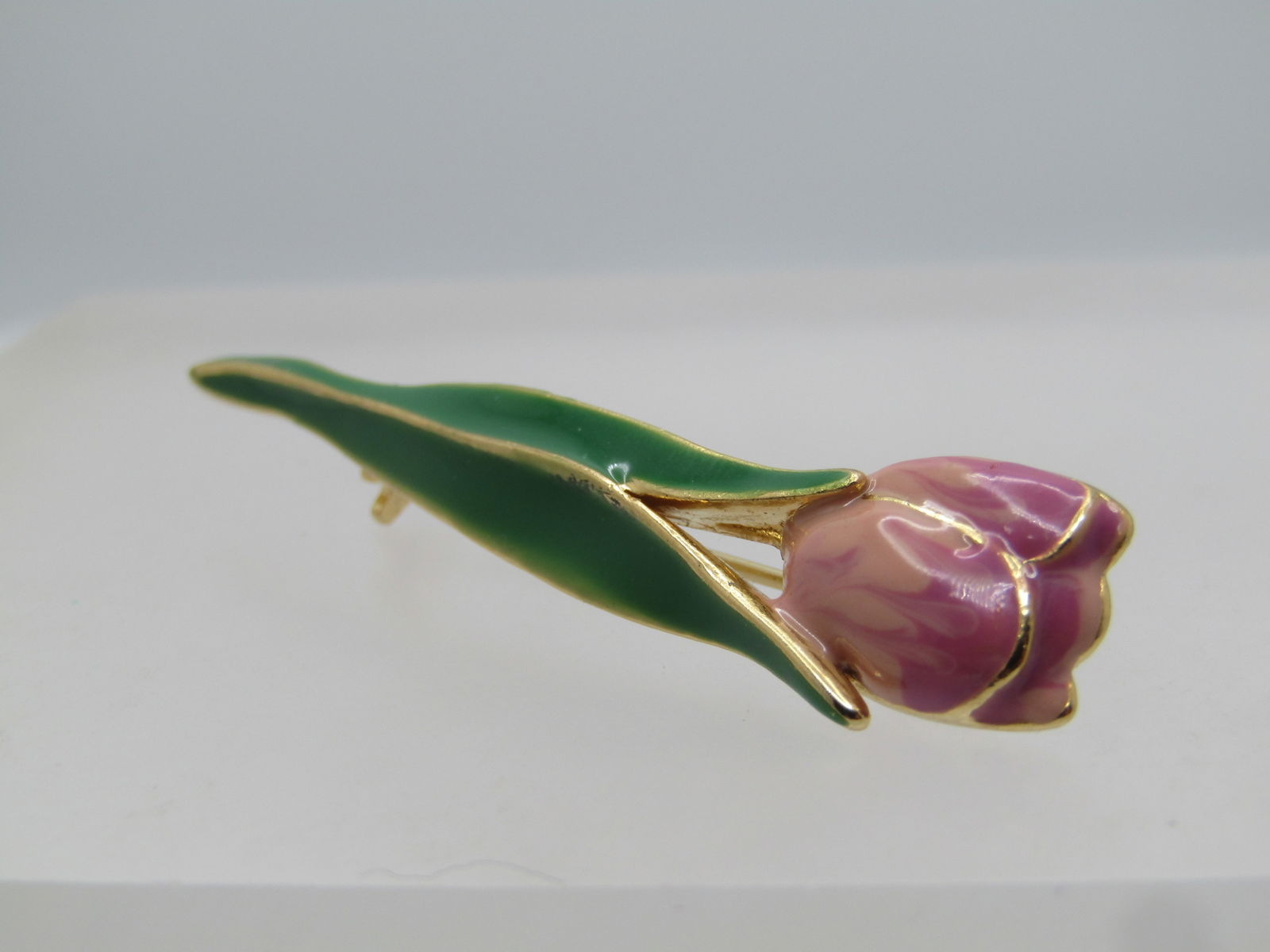 Vintage Tall Enameled Tulip Brooch, 1960's-1970's - 5