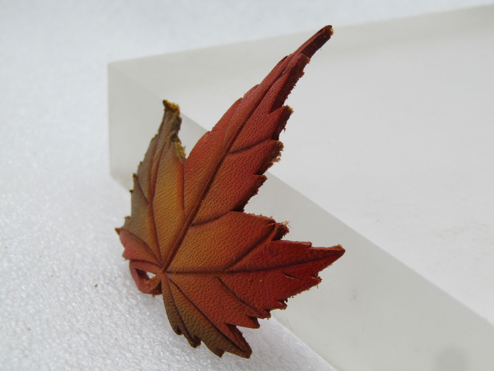 Vintage Leather Maple Leaf Brooch, 1980's-1990's, Canada - 2