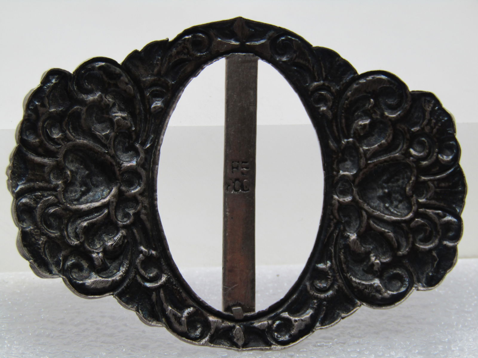 Antique .800 Silver Sash Buckle/Slide, Floral Repousse 1800's-1920's - 4