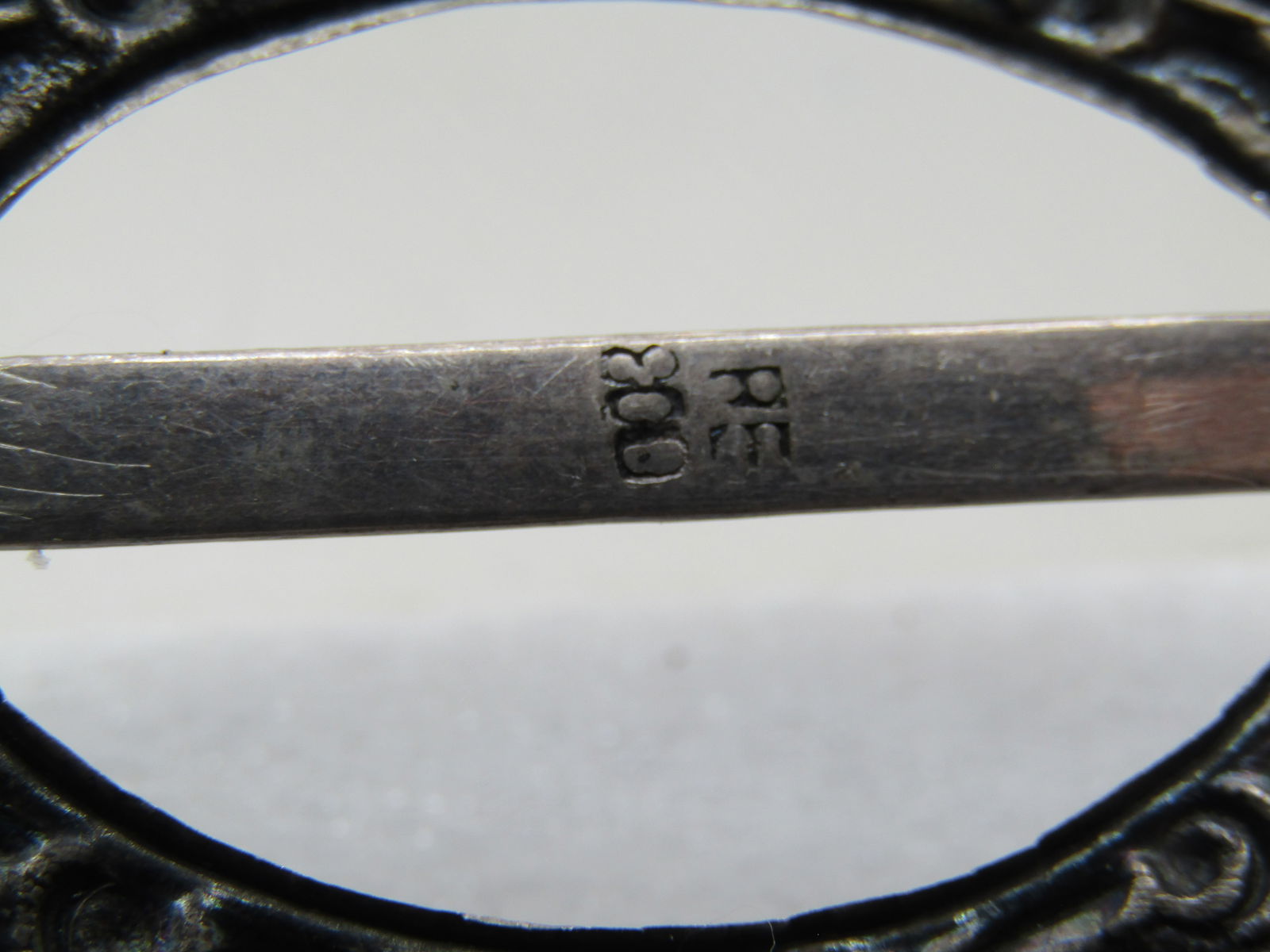 Antique .800 Silver Sash Buckle/Slide, Floral Repousse 1800's-1920's - 5