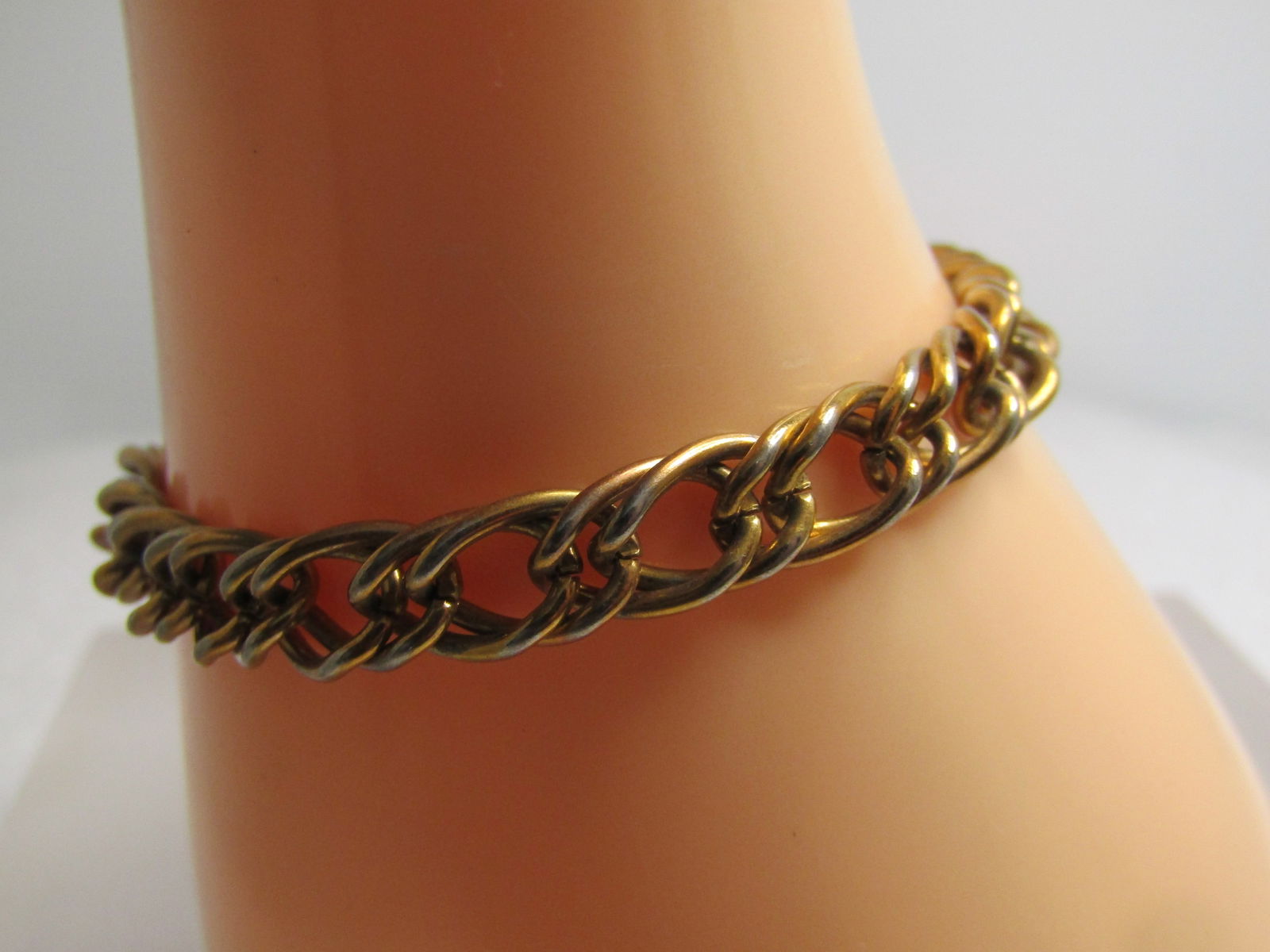 Vintage Green Rhinestone Shamrock Bracelet, 7.25", 1960's - 3