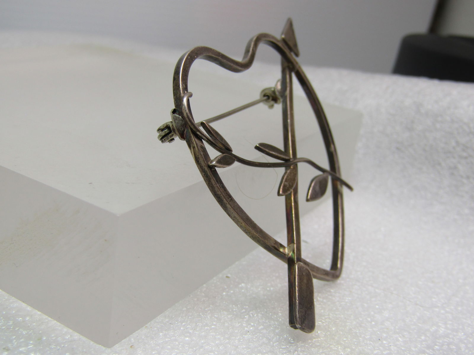 Vintage Sterling Heart/Arrow/Leaf Brooch, 1960's-1970's - 3