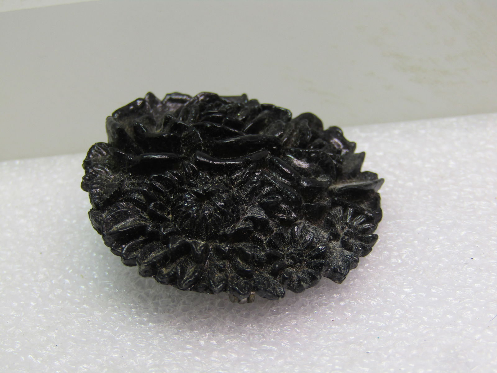 Vintage Black Floral Celuloid Brooch, 1940's-1950's - 4