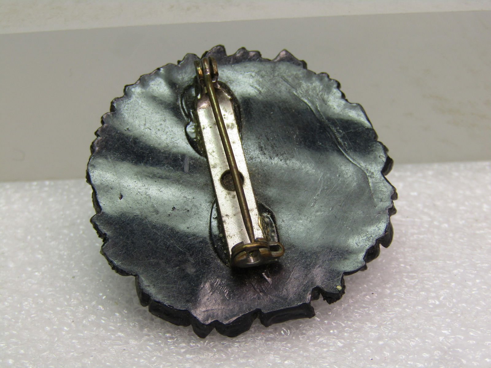 Vintage Black Floral Celuloid Brooch, 1940's-1950's - 5