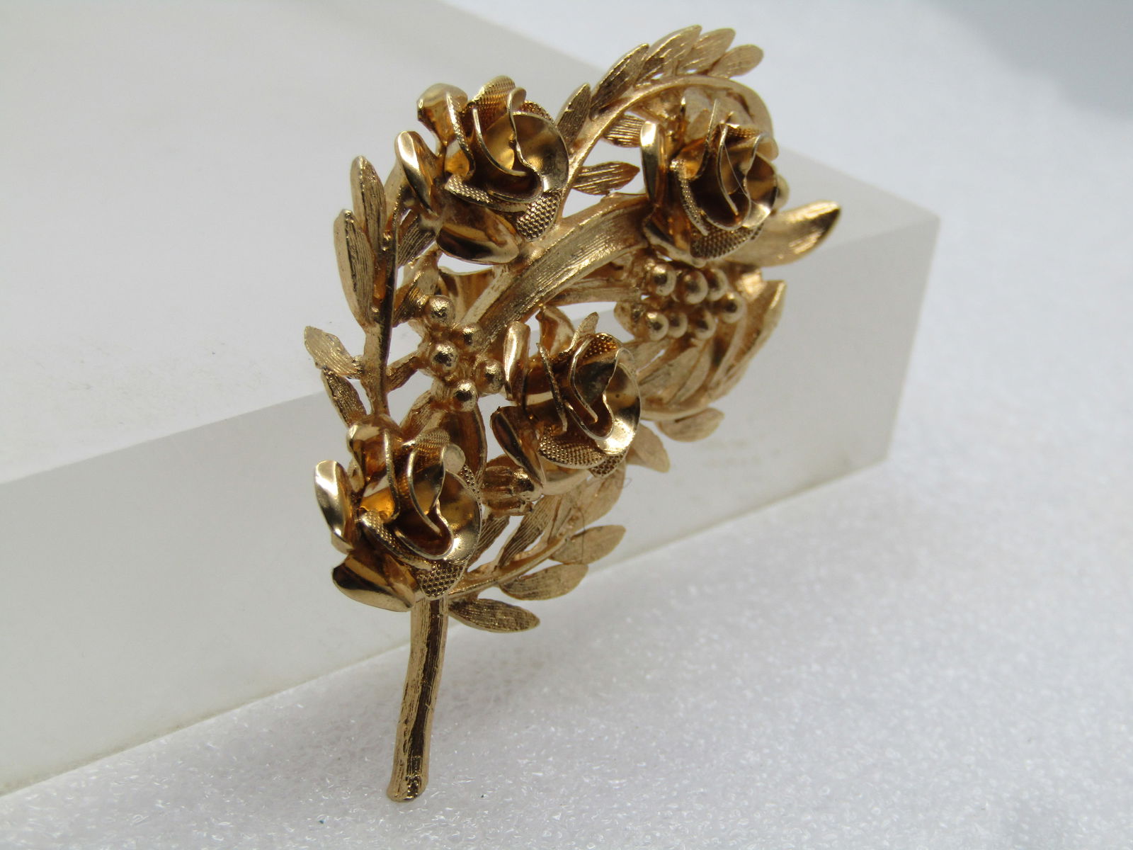 Vintage Coro Floral Blossom Stem Brooch, 1960's - 3