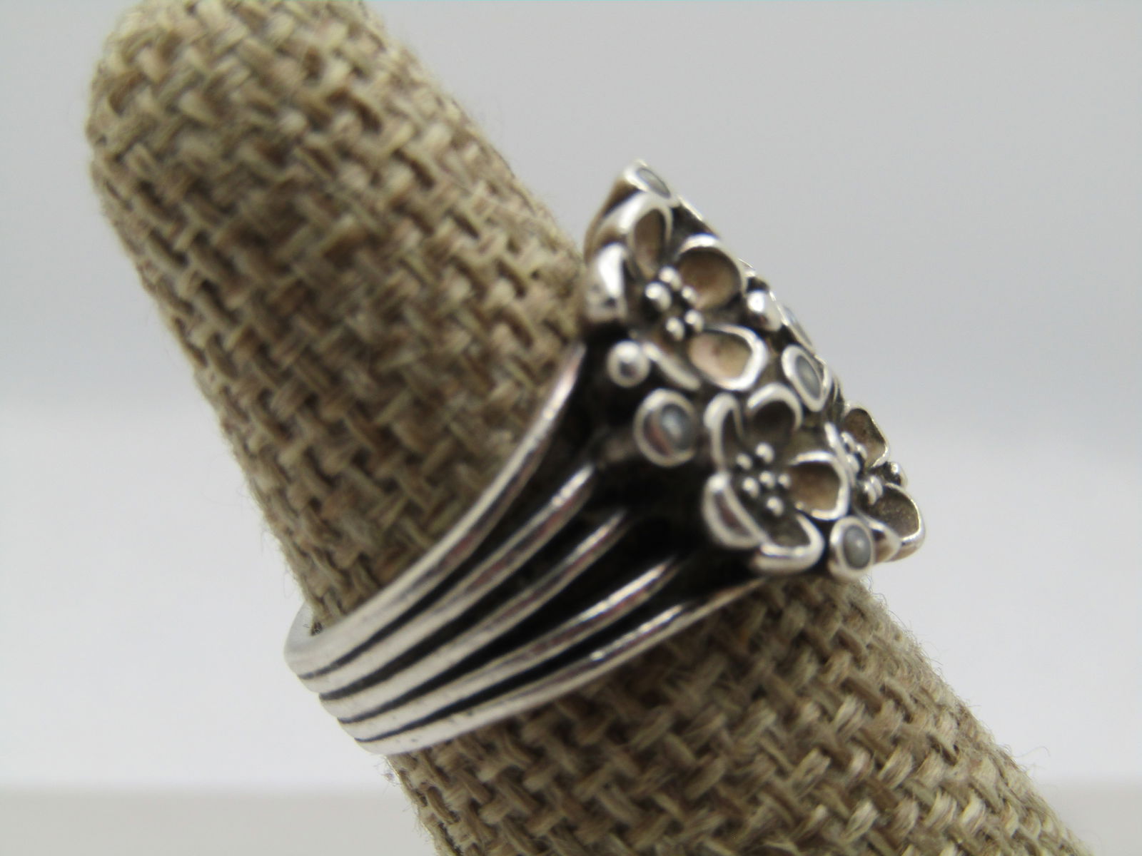 Vintage Sterling Floral ring, Sz. 5.25, Danish Modernish Algot Enevoldsen, 1950's - 3