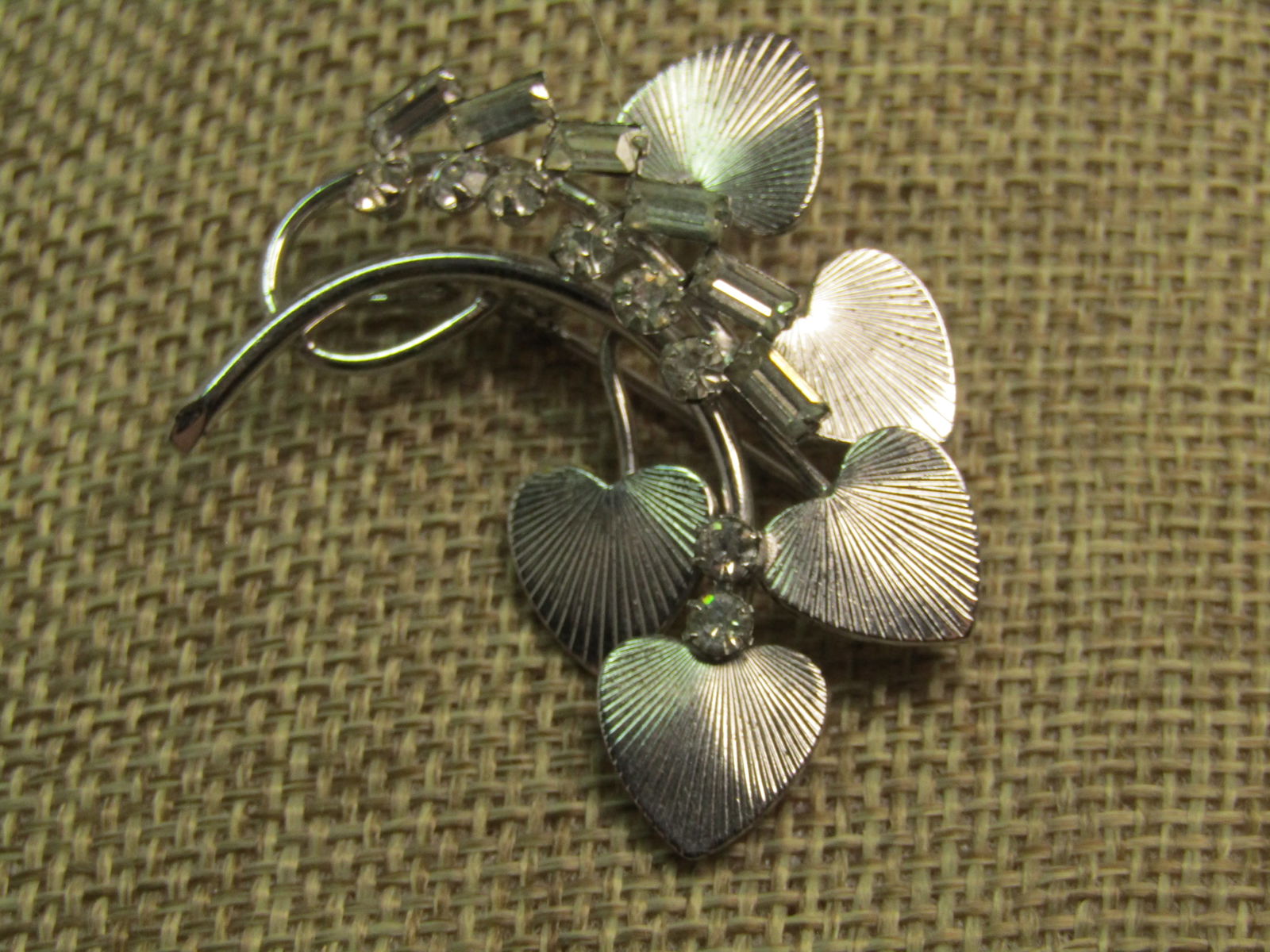 Vintage Sterling Rhinestone Leaf Brooch, Carl Art Signed, 1960's-1970's - 2