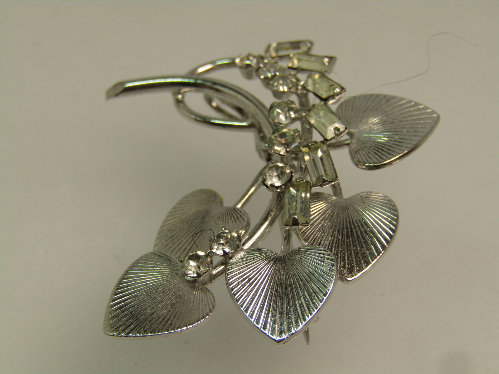Vintage Sterling Rhinestone Leaf Brooch, Carl Art Signed, 1960's-1970's - 6