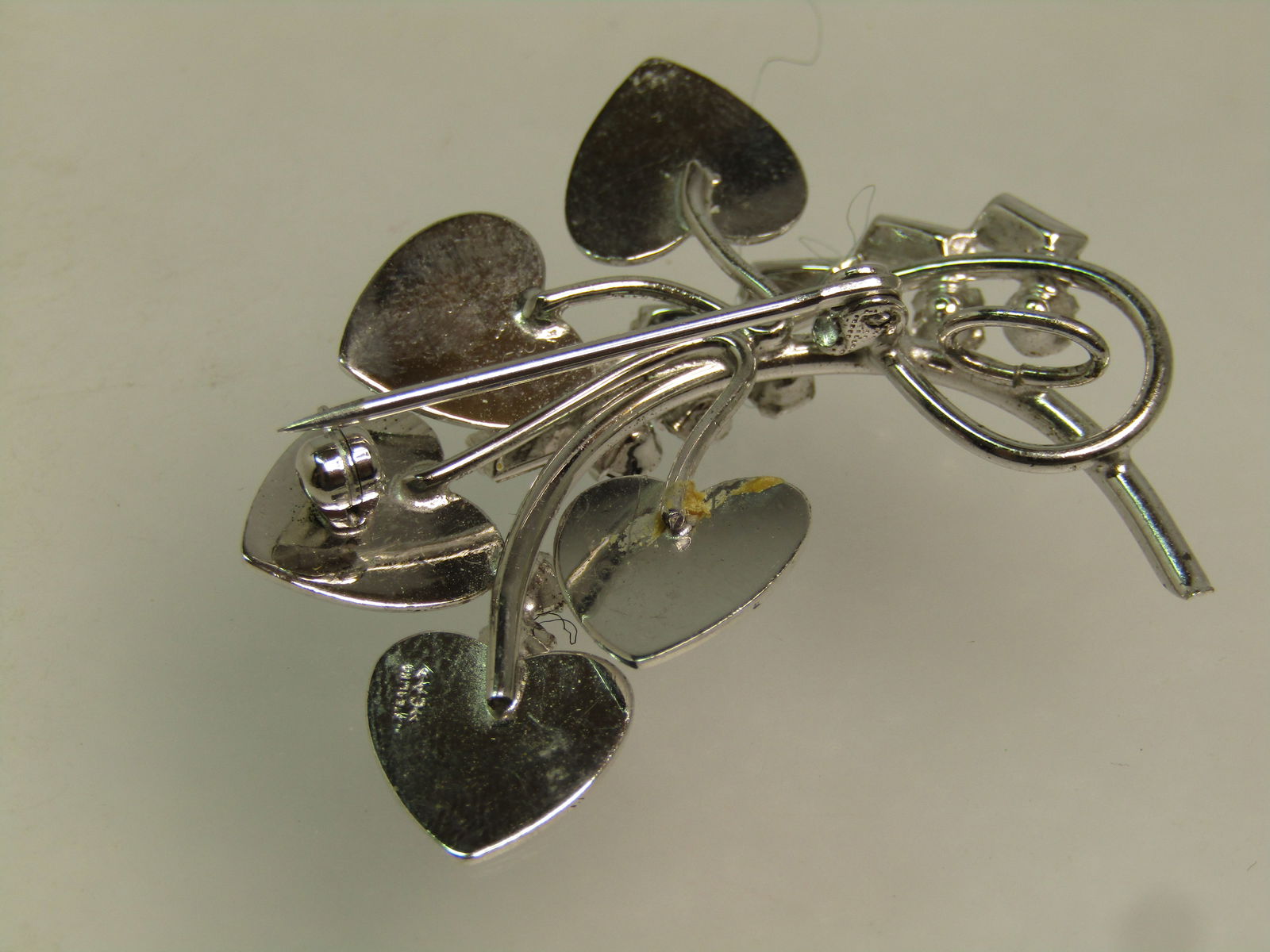 Vintage Sterling Rhinestone Leaf Brooch, Carl Art Signed, 1960's-1970's - 7