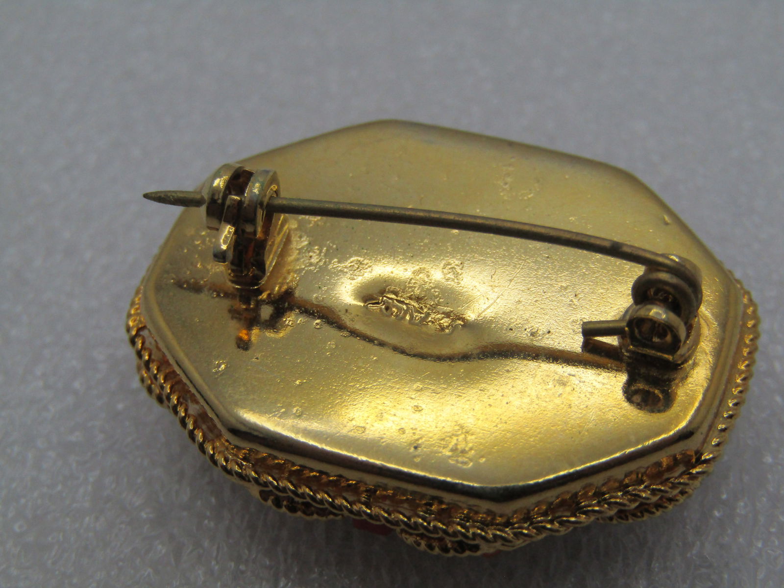 Vintage Micro Mosiac Orange Floral Brooch, Signed J ITALY, 1960's - 4