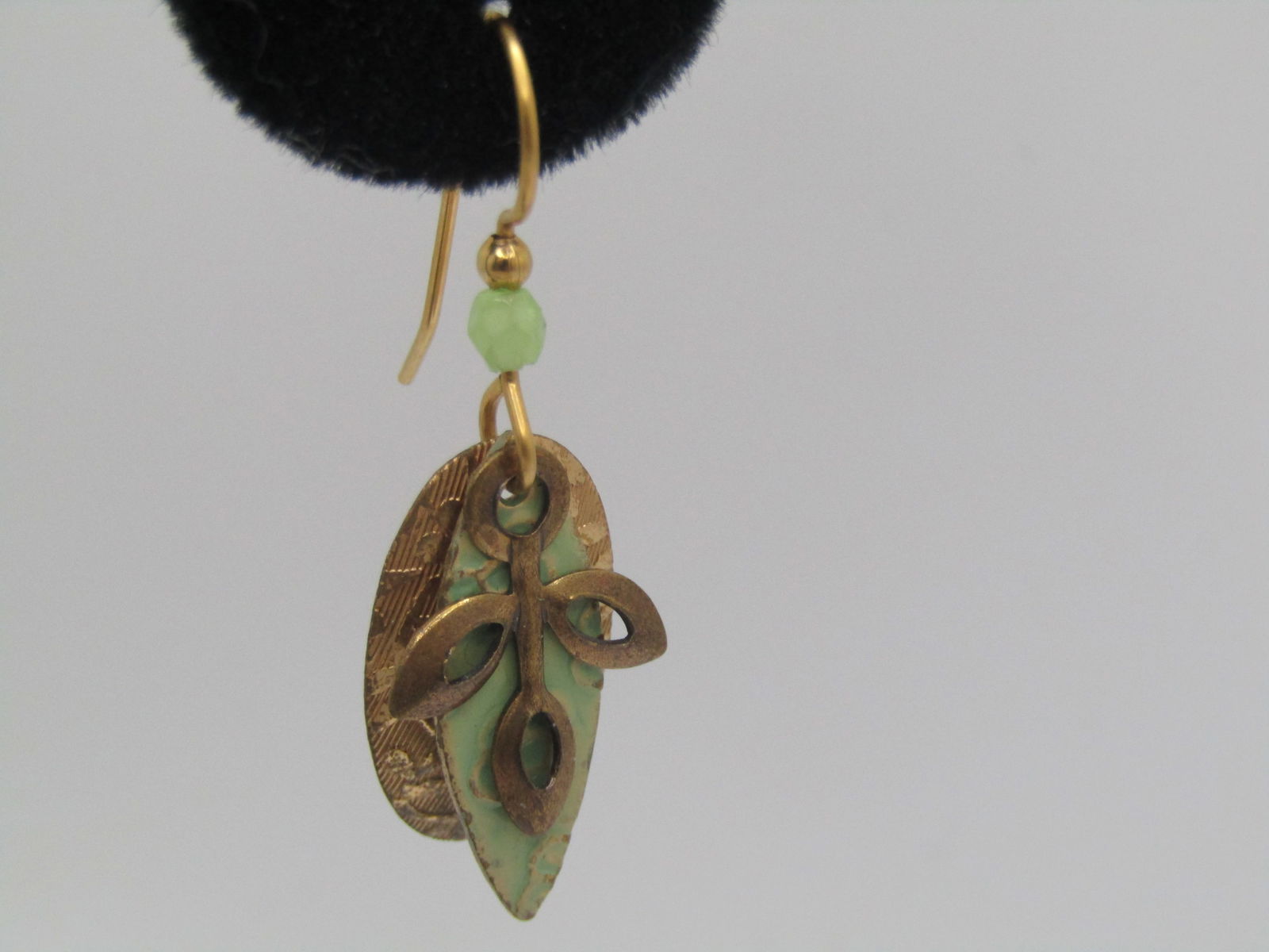 Vintage Leaf & Floral Dangle Earrings, Enameled, 1980's-1990's - 3