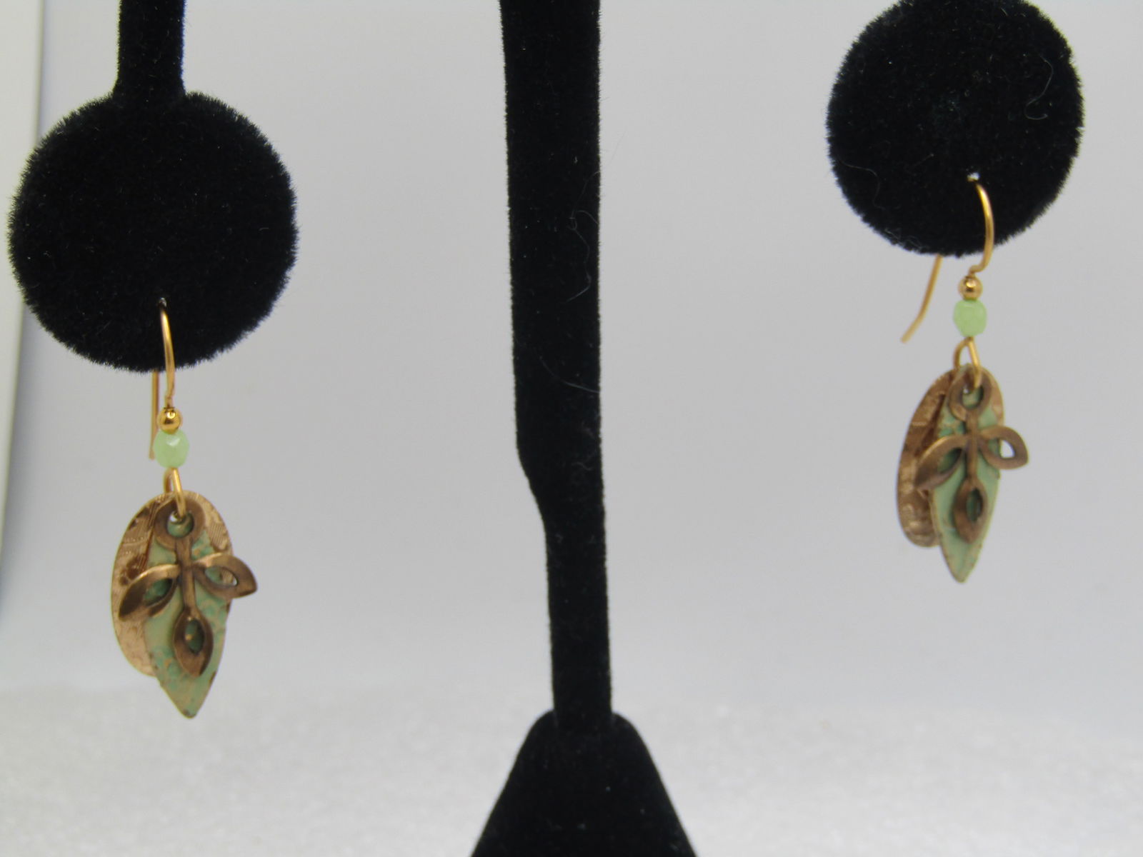 Vintage Leaf & Floral Dangle Earrings, Enameled, 1980's-1990's - 4