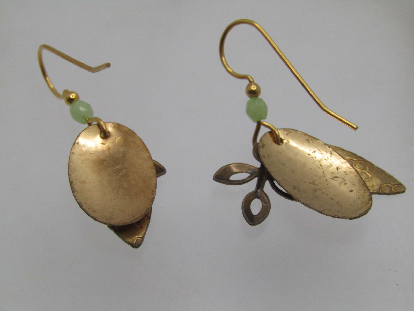 Vintage Leaf & Floral Dangle Earrings, Enameled, 1980's-1990's - 6