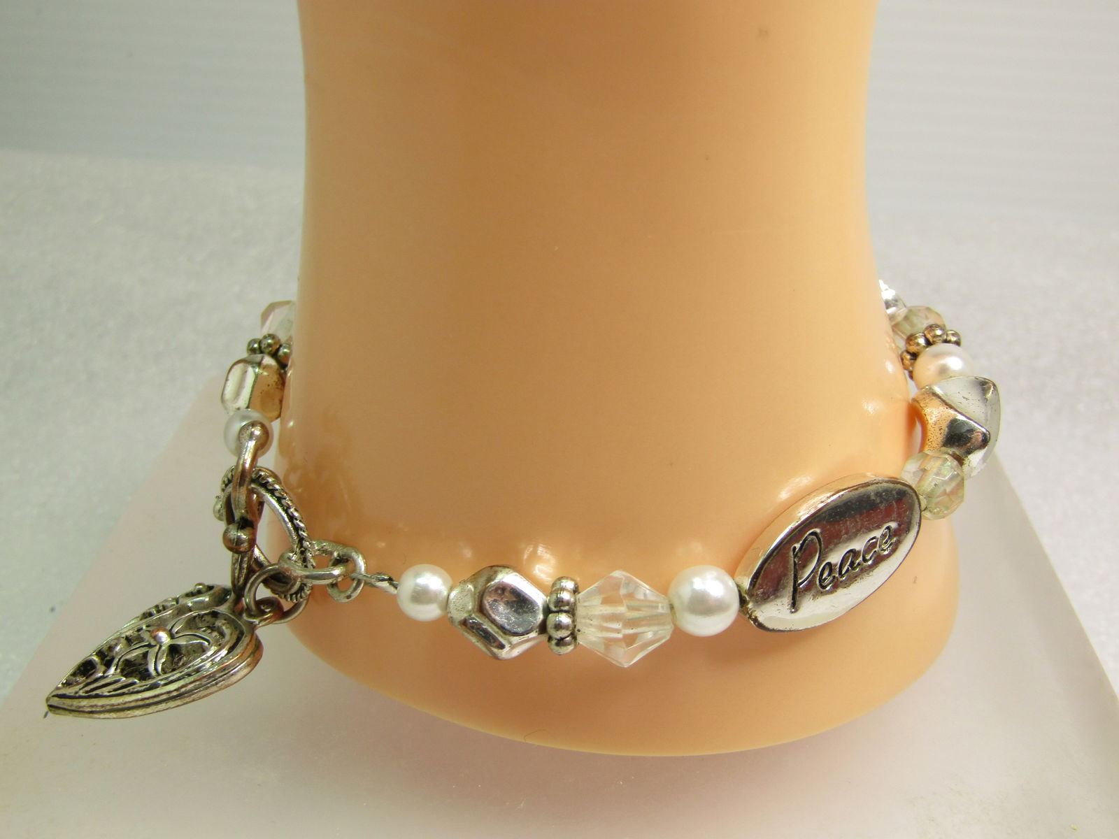 Peace, Hope, Serentiy & Heart Bracelet, Toggle Clasp, 1990's-2000 - 3