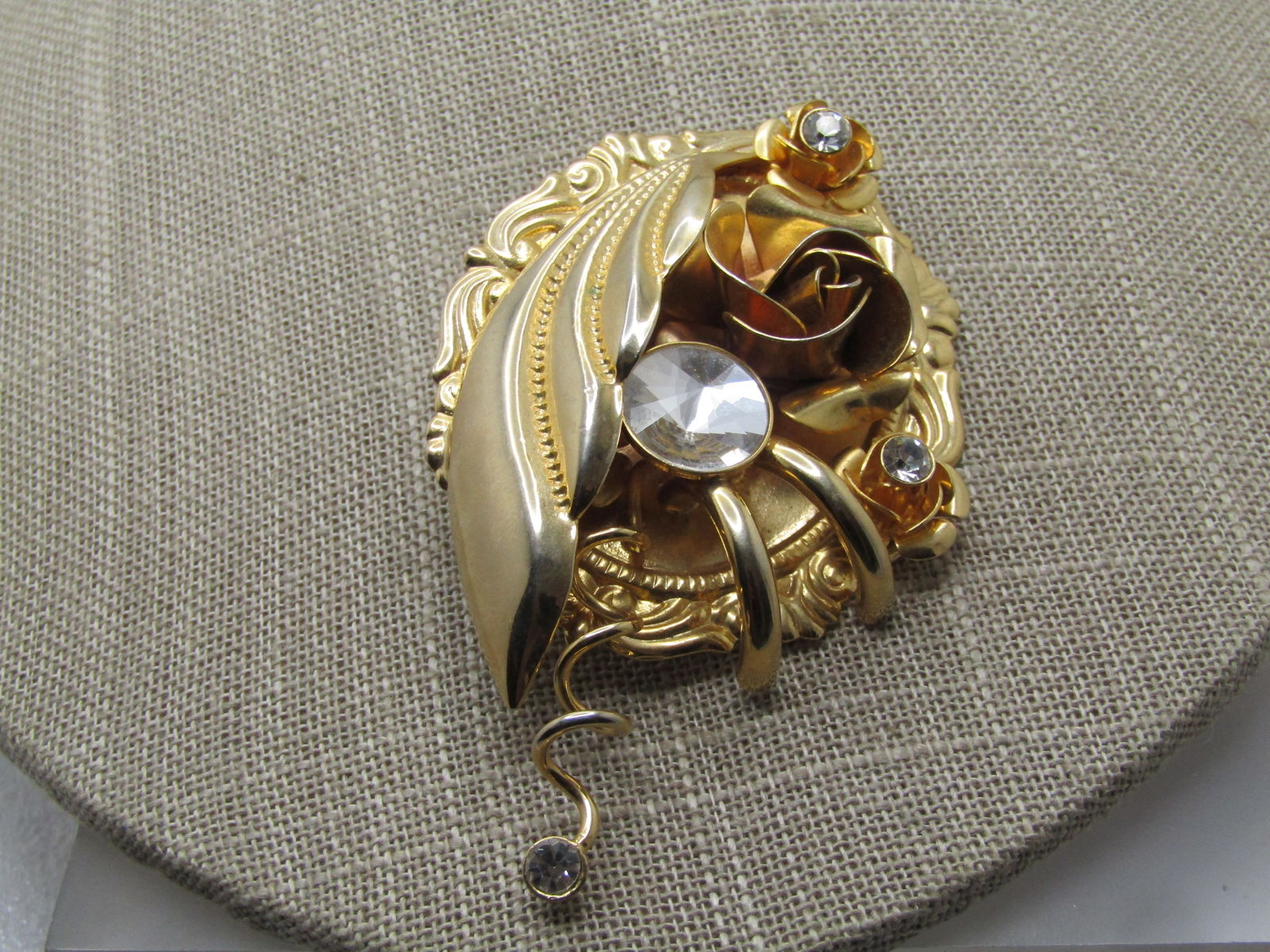 Vintage Floral and RS Statement Brooch, 1970's-1980's - 2