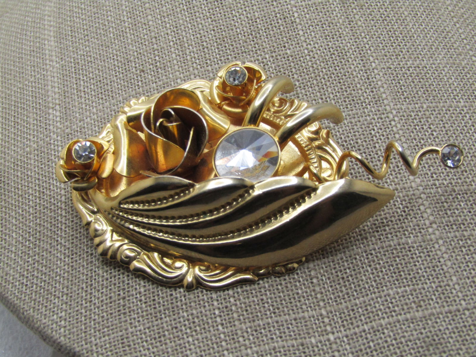 Vintage Floral and RS Statement Brooch, 1970's-1980's - 3