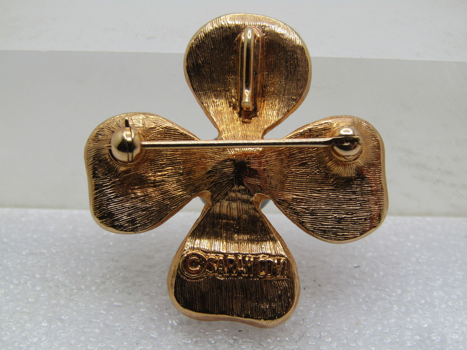 Vintage Gold Tone Dogwood Brooch/Pendant, 9mm Gray Pearl, 1960's-1970's - 4