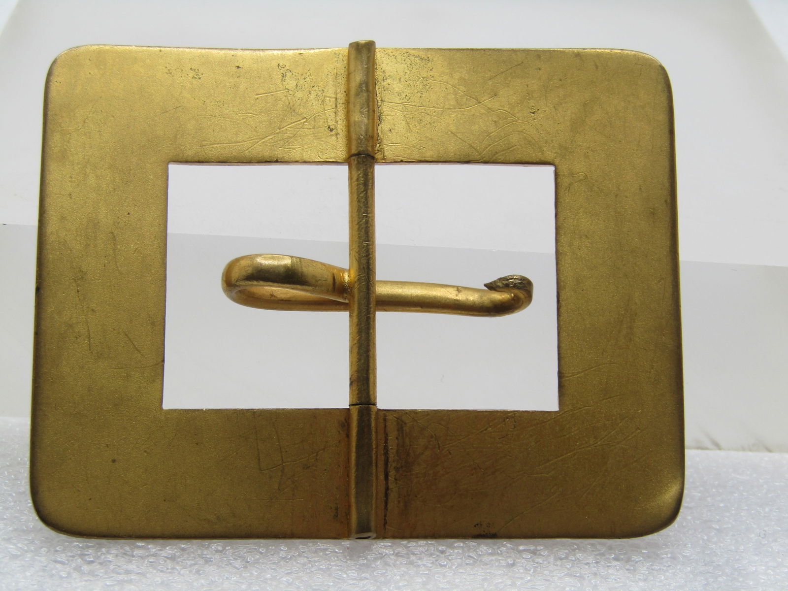 Antique Rectangular Sash Buckle, Shiny Brass, 2.5", 1800's-1920's - 4