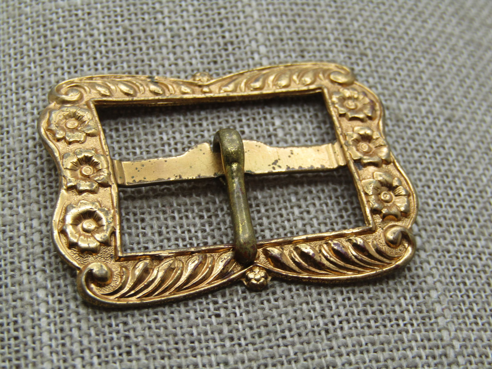 Vintage Early 1900's Buckle, Floral Accents, 1-5/8" - 3