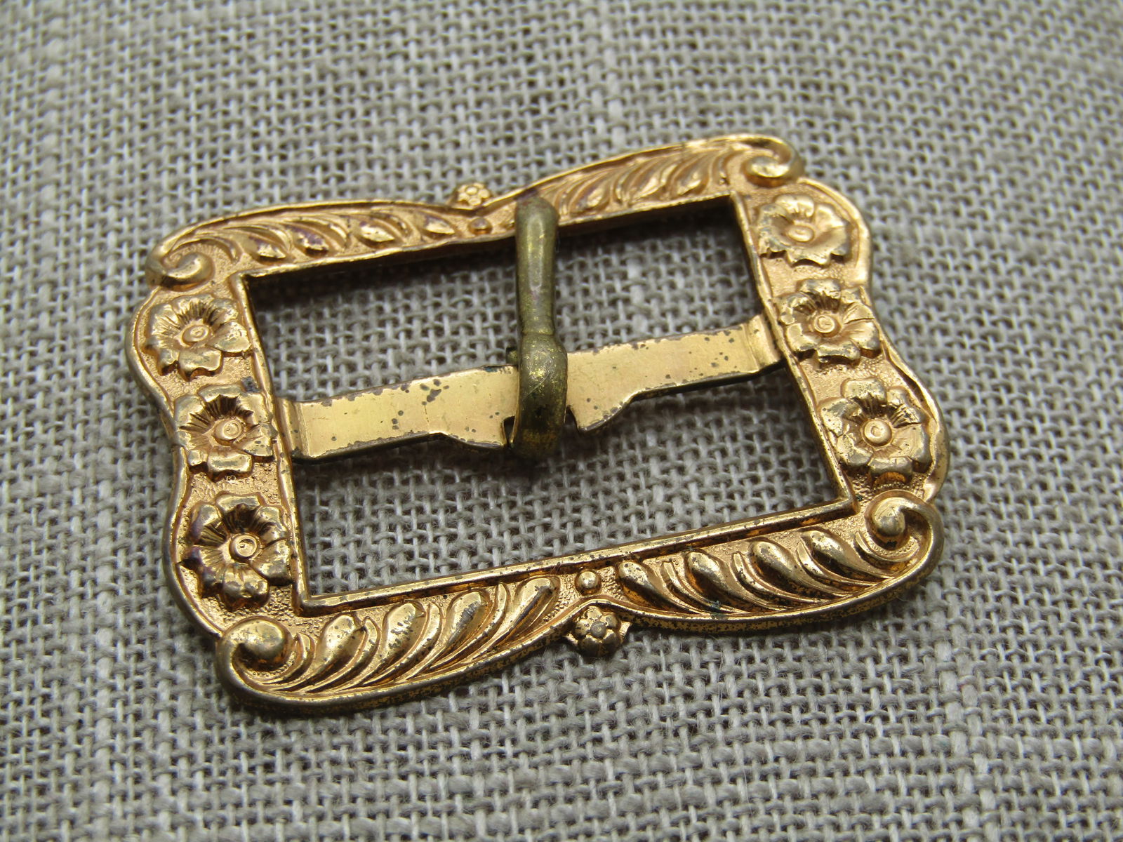 Vintage Early 1900's Buckle, Floral Accents, 1-5/8" - 5