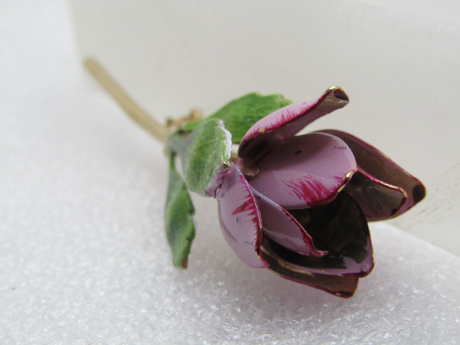 Vintage Lavender Enameled Tulip Brooch with Red Tip, 1960's - 2
