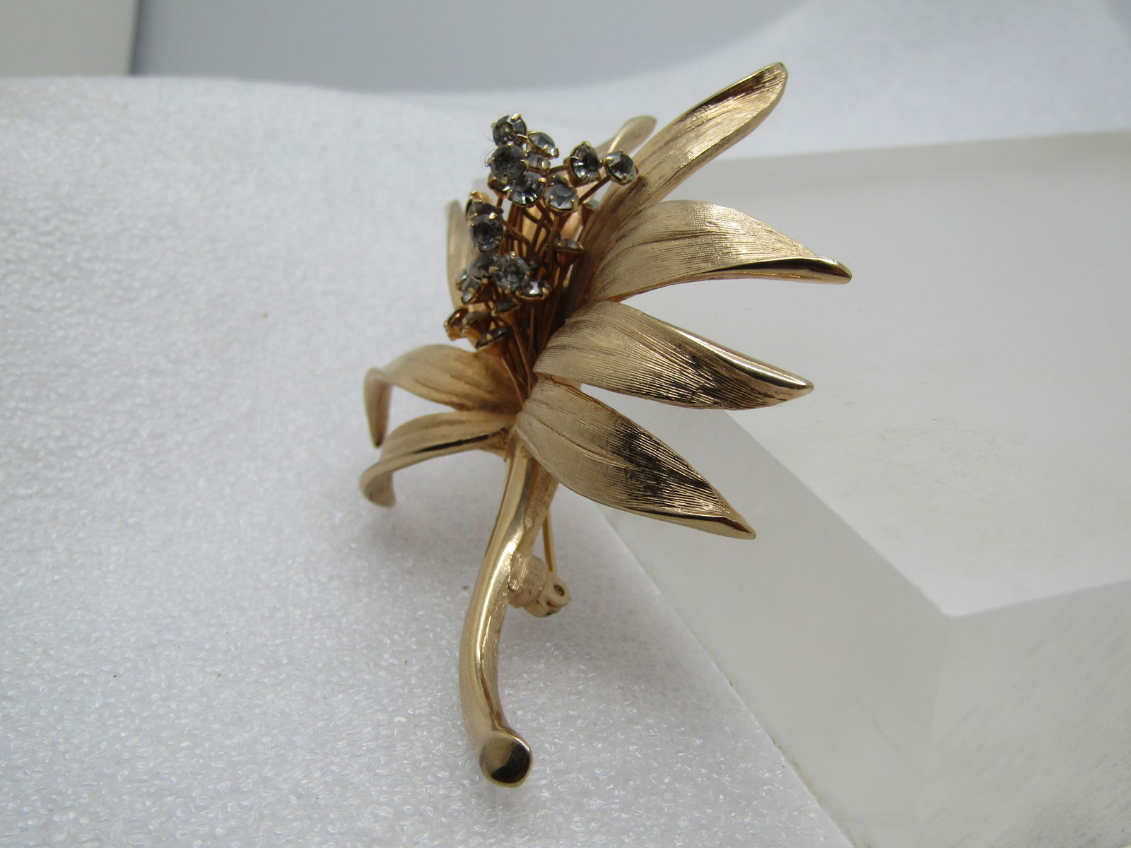 Vintage Floral Brooch, Rhinestone Cluster Center, Signed Judy Lee, 1960's-1970's - 2