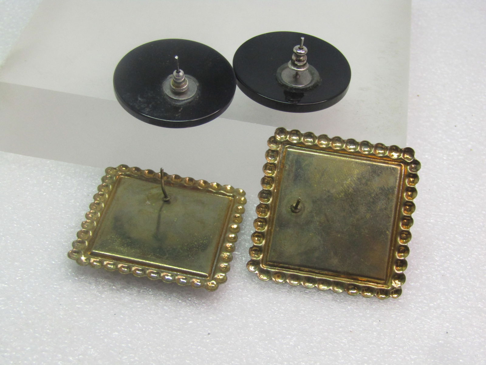 Vintage Two Pair of 1980's Earrings, Floral/Dotted, Pierced - 4