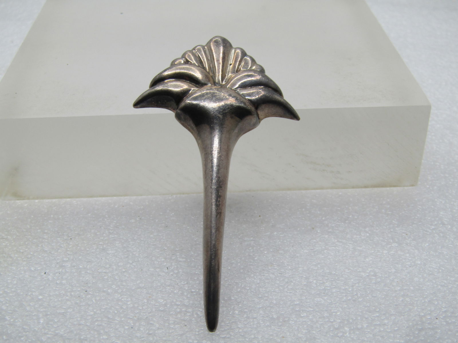 Vintage Sterling Tall Brooch, Floral Torch, Signed Zina, 1980's-1990's - 6