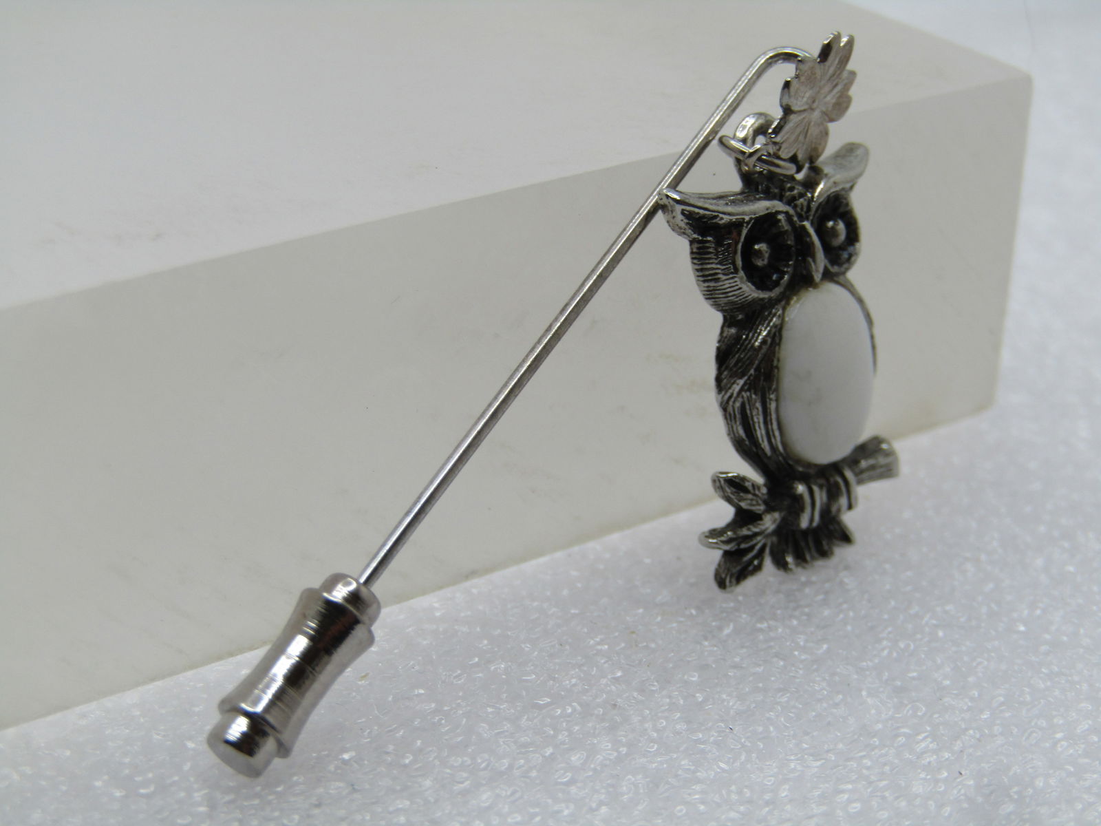 Vintage Dangling Owl Floral Stick Pin, 1960's-1970's. - 3