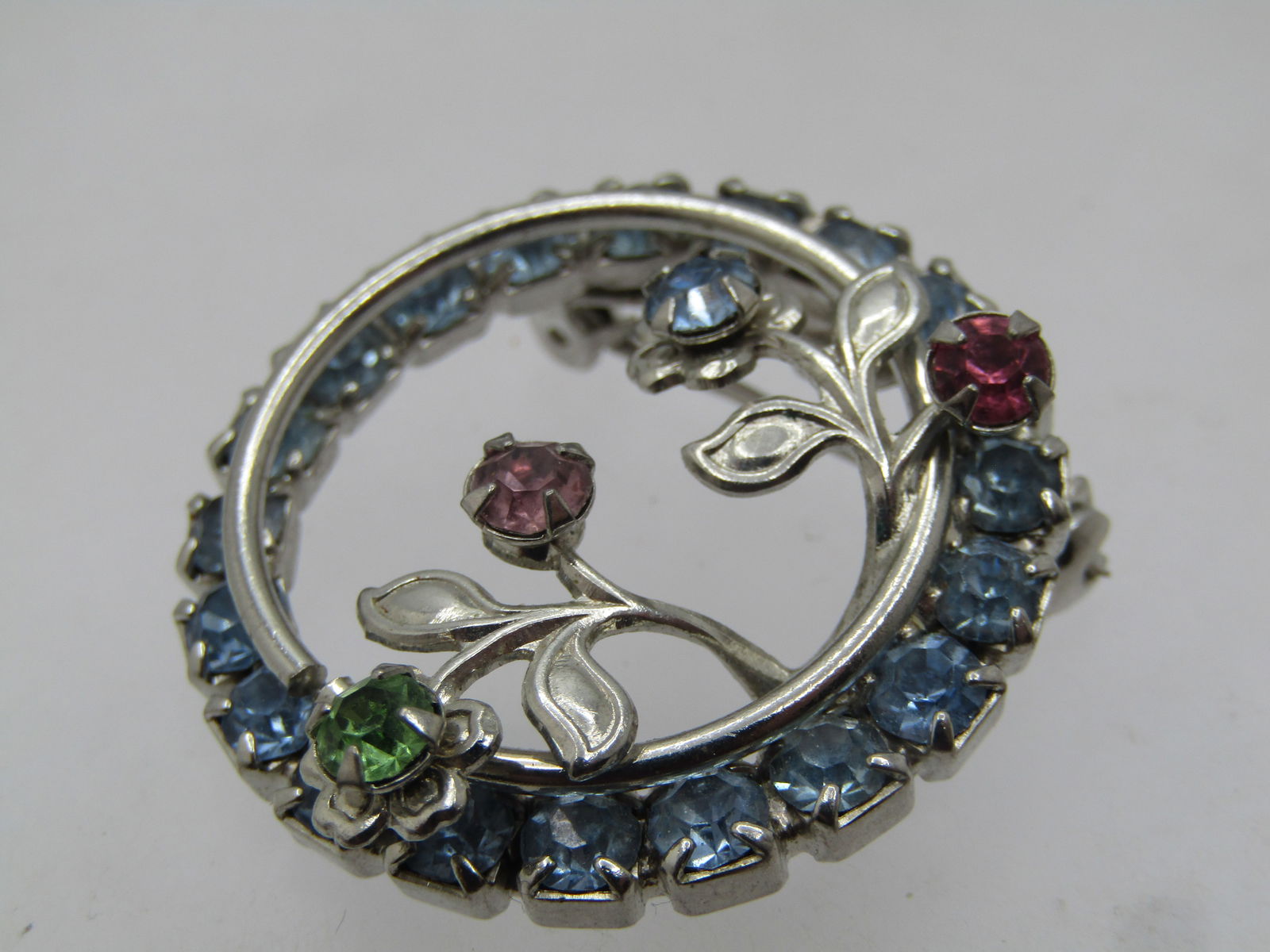 Vintage Rhinestone Floral Circle Brooch, 1960's-1970's - 2